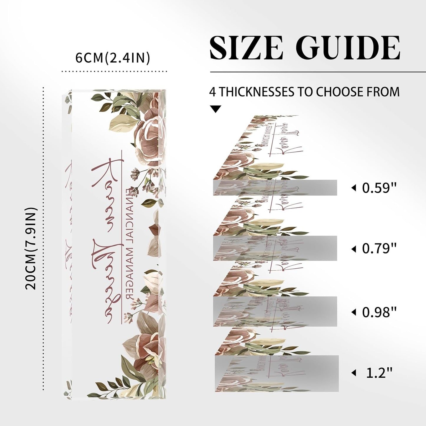 Custom Office Name Plate, Personalized Gifts for Women & Men, Appreciation Gifts for Employees, Office Desk Accessory (Tea Colored Flower)