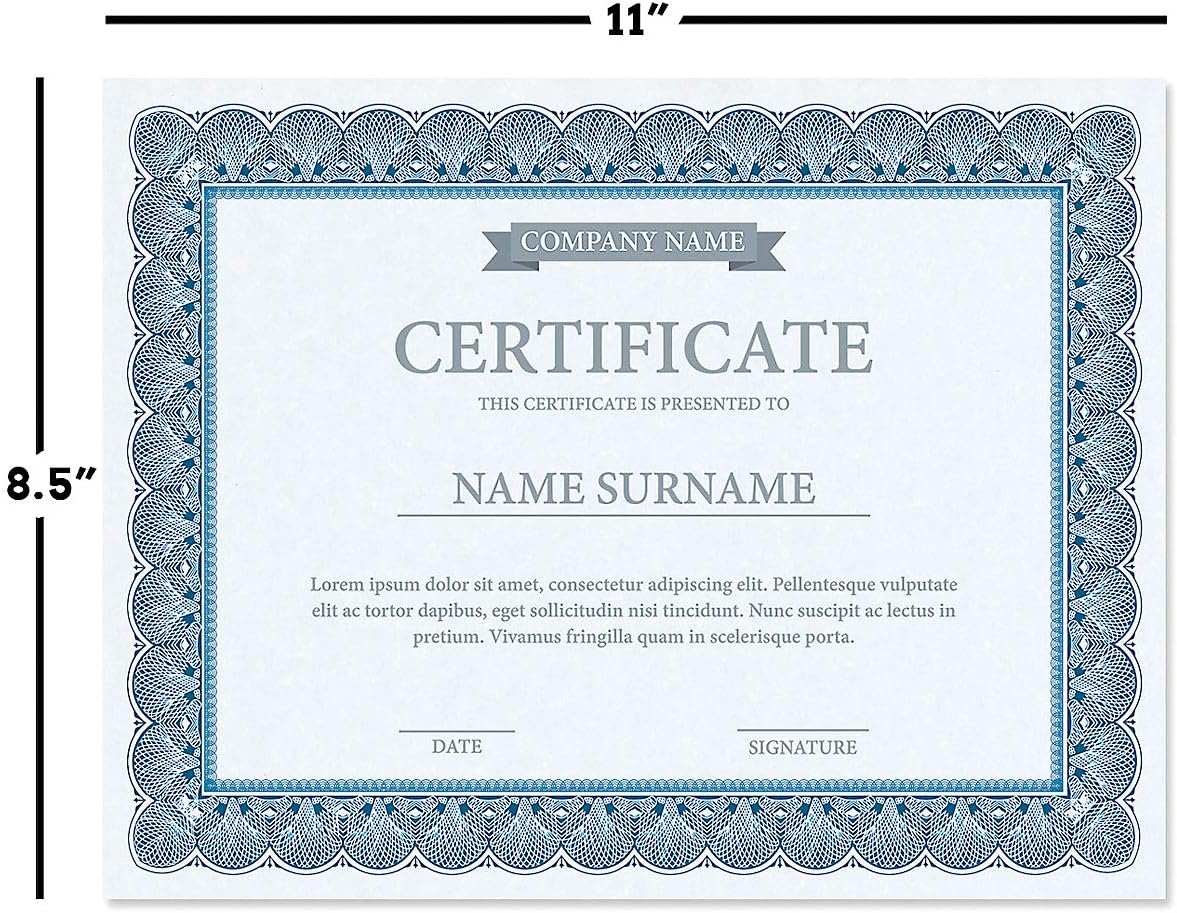 Elite Blue & Blue Parchment Certificate Papers - Pack of 10, Laser & Inkjet Printer Compatible, for Office, Business Awards, Graduation, School Diplomas, 8-1/2" x 11" on 60 lb. Text Stock