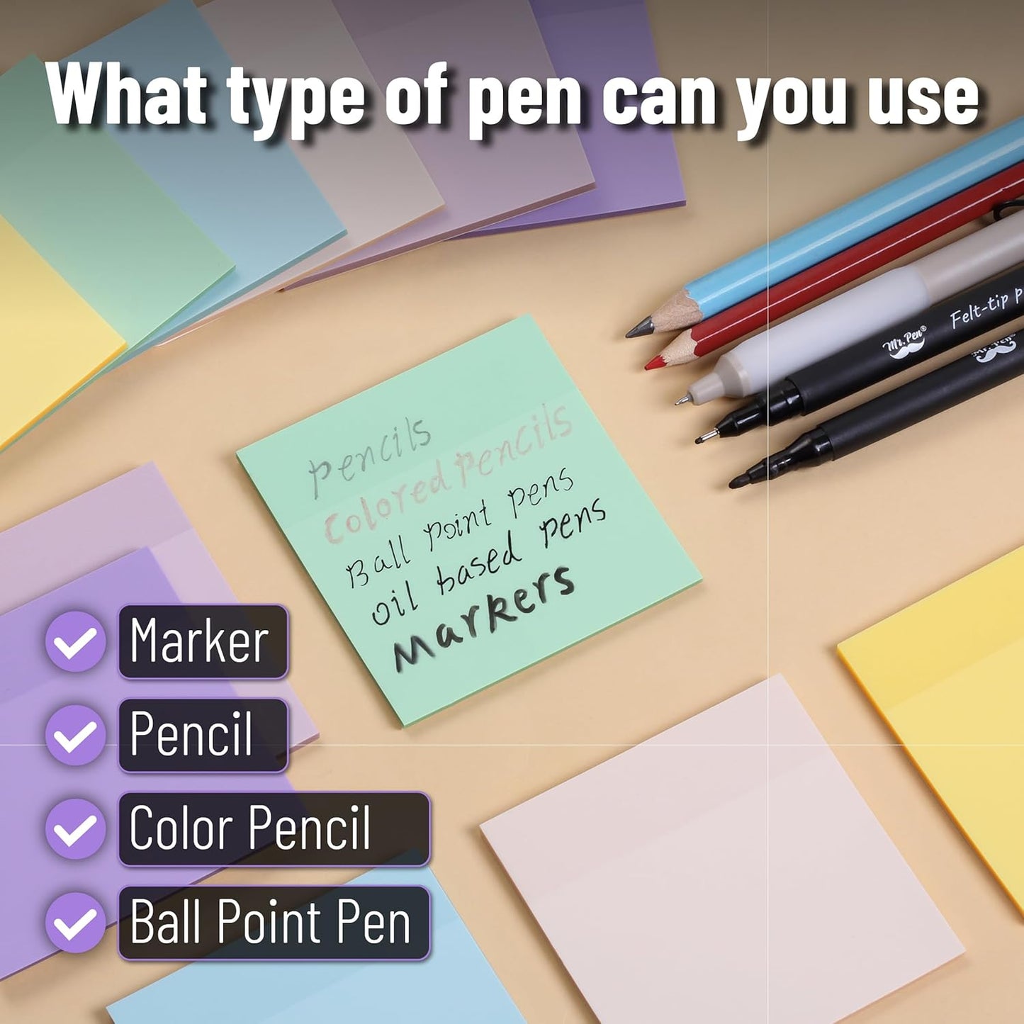 Mr. Pen- Transparent Sticky Notes, 3”x3”, Morandi Colors, 12 Pads, 600 Sheets, See Through Sticky Notes