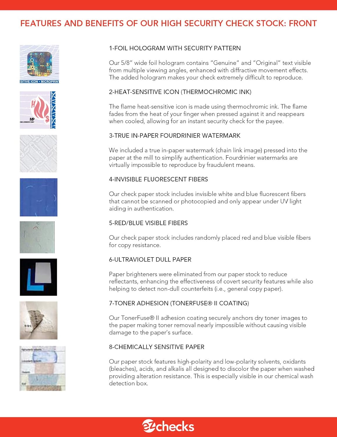 EZ Checks Premium Blank Hologram High Security Laser Check Stock | 500 Sheets (Brown/Yellow, Check at Top)