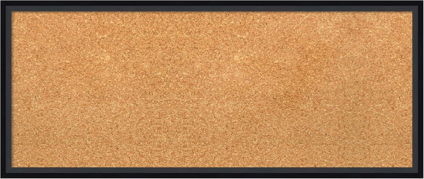Amanti Art Natural Cork Board for Wall, 13x31 Vision Board with Black Wood Frame, Medium Corkboard Office Decor for Home Organization, Modern Contemporary Corkboard Pinboard to display items for home