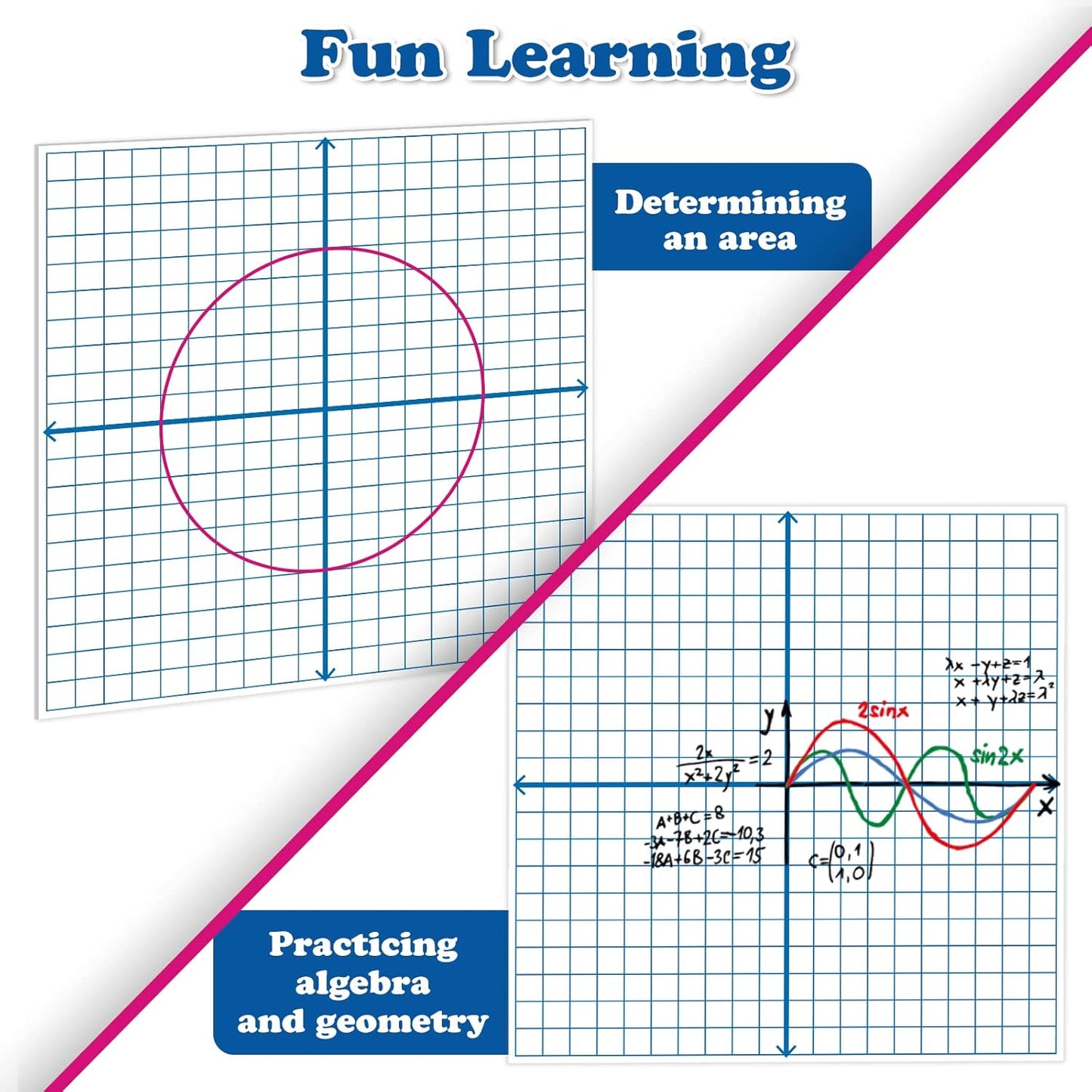 Aizweb Giant Magnetic XY Coordinate Dry Erase Grid,26" x 26" Graph Board for School Classroom Supplies,Magnetic Whiteboard with Counters,Math Manipulatives for Teacher Education