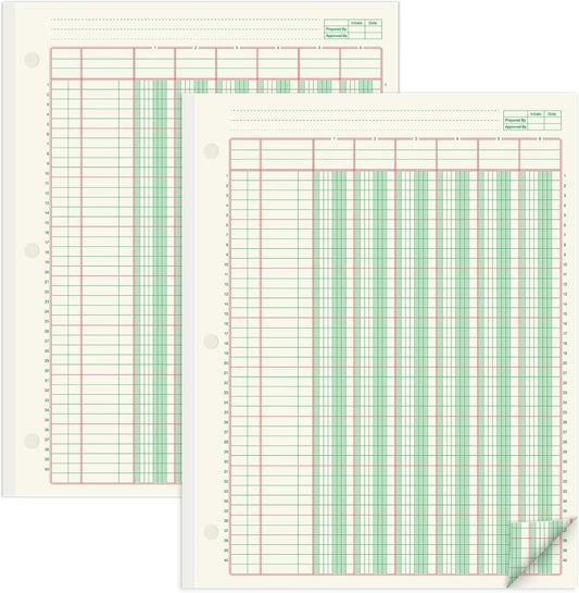 gisgfim 2 Pads 100 Sheets Columnar Analysis Pad 3 Hole Punch Accounting Ledger Book 8-1/2 x 11 Ledger Paper Pad Double Page Format Columnar Pads for Business Bookkeeping & Data(6 Column Ledger)