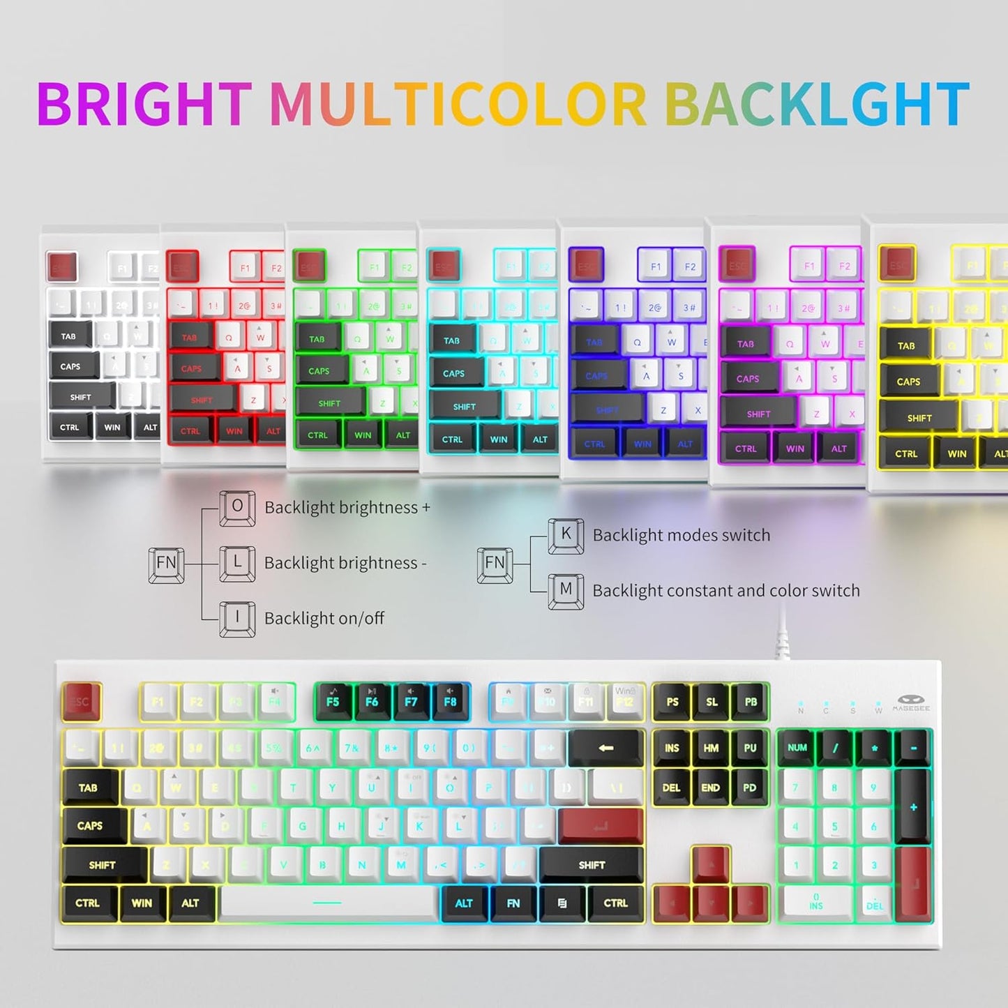 MageGee Creamy Keyboard and Mouse Comb,K2 Classic Keyboard Wired RGB Backlit Keyboard 104 Waterproof Ergonomic Keyboard,PC Keyboard for PC/loptop/MAC - Knight Red