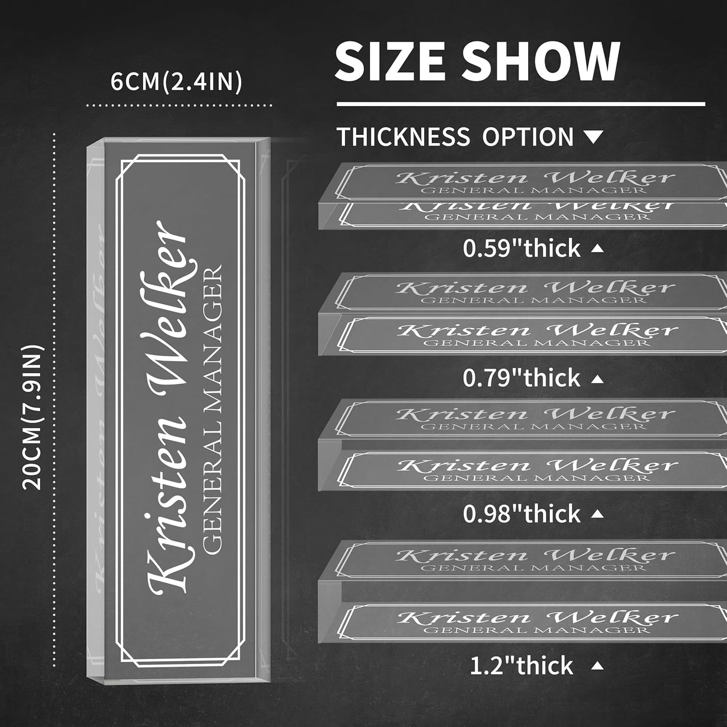 Gowellly Desk Name Plate Personalized - Custom Acrylic Name Plate for Desk - Enterprise Custom Logo/Text nameplates - Employee Appreciation Gifts (engrave-3)