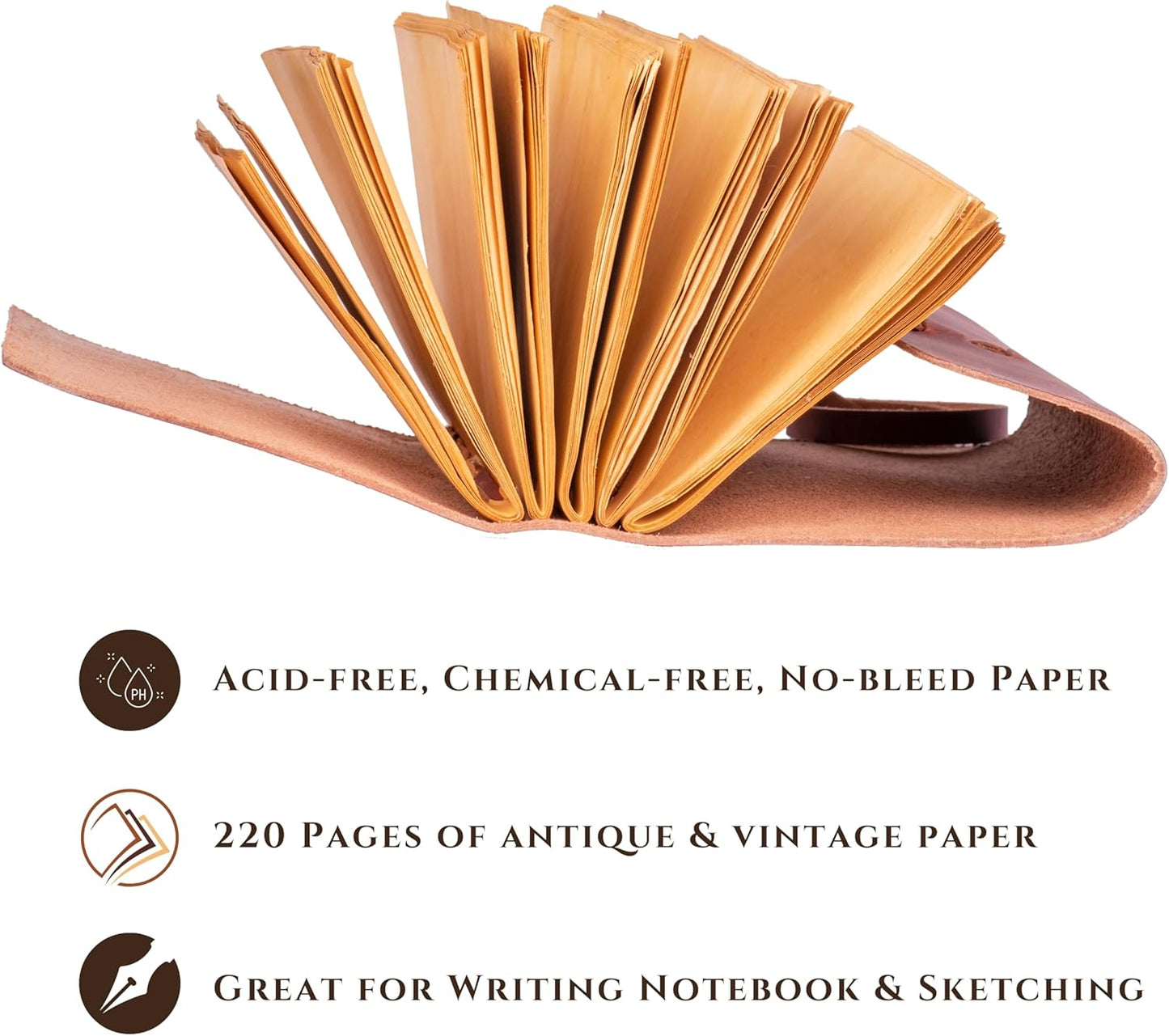 LEATHER VILLAGE Leather Bound Journal - Green, 7"X5", 220 Pages - Vintage Blank Paper Diary for Writing, Drawing, Sketchbook, and Travel Notebook - Ideal for Women and Men