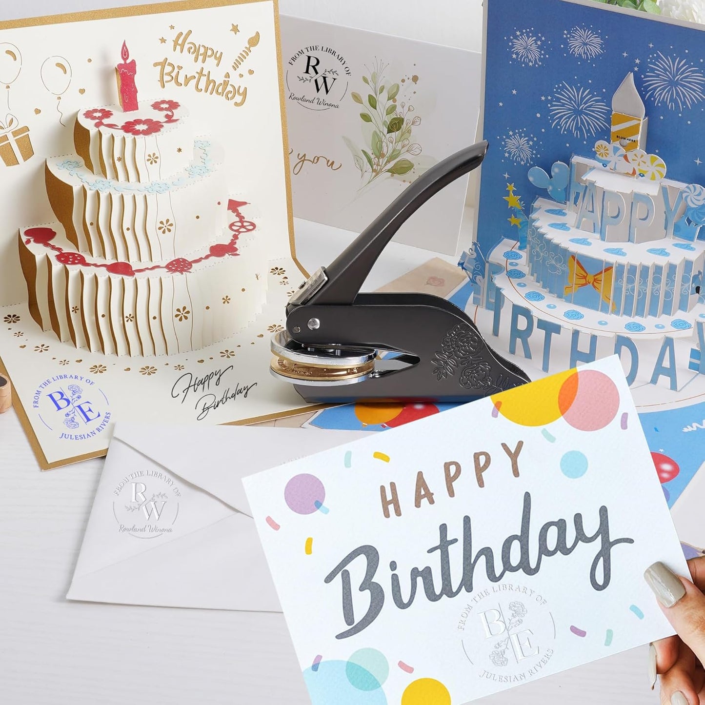 Easycosy Personalized Book Embosser | Custom Embosser & Stamps from The Library of | Book Stamp Personalized with Your Name & Choice Birthday Gifts for Book Lover(Birthday 5)