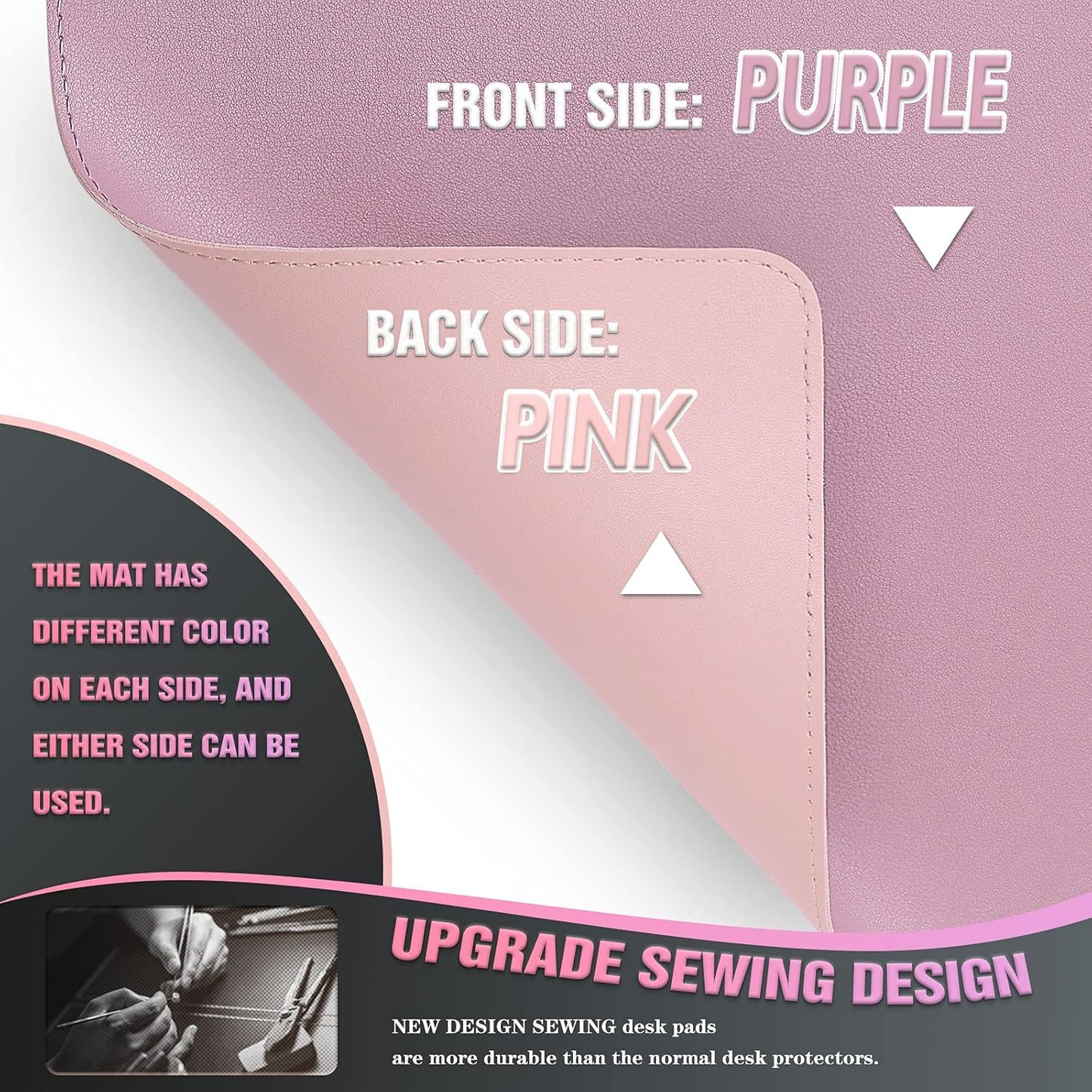 K KNODEL Desk Mat, Blotter, Dual-Sided Office Desk Pad, Waterproof Desk Mat for Desktop, Desk Blotters, PVC Leather Pad Protector (Purple, 31.5" x 15.7")