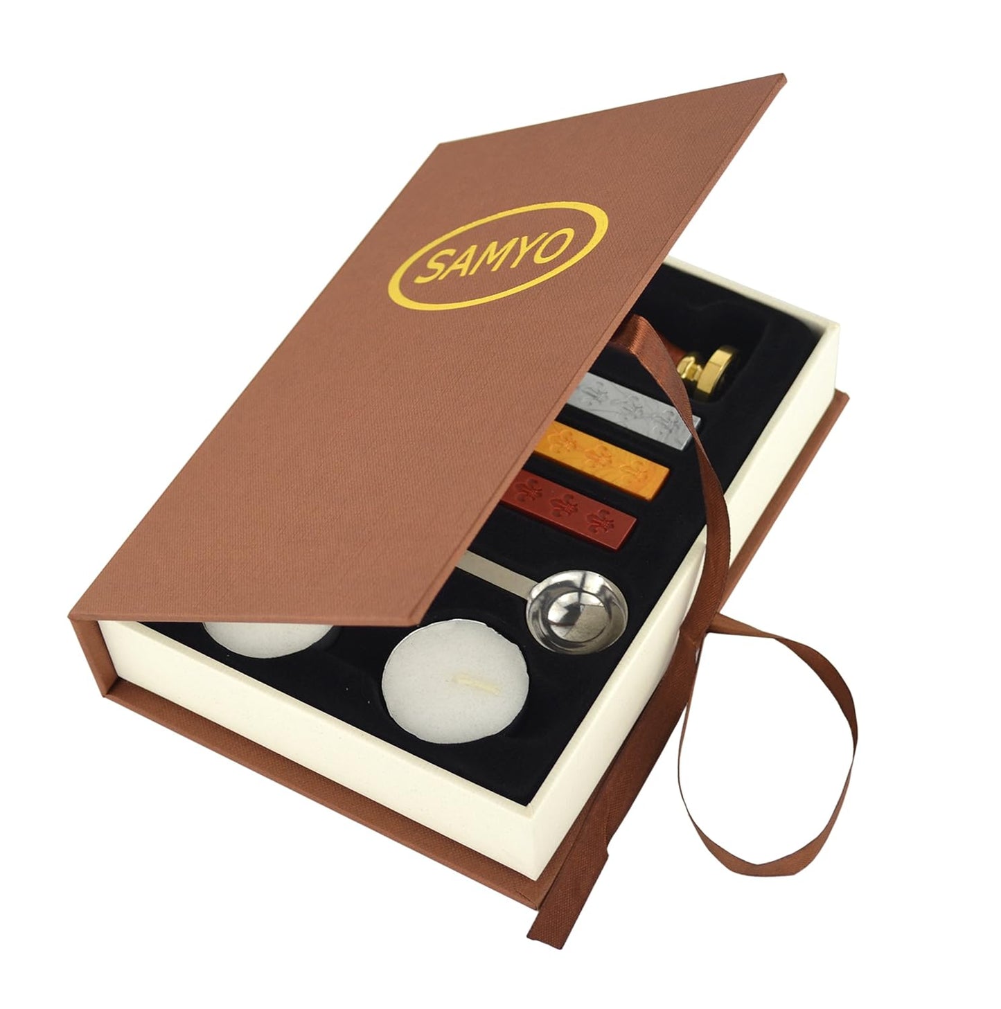 Samyo Stamp Seal Sealing Wax Vintage Classic Old-Fashioned Antique Pattern Set Brass Color Creative Romantic Stamp Maker (Rose)