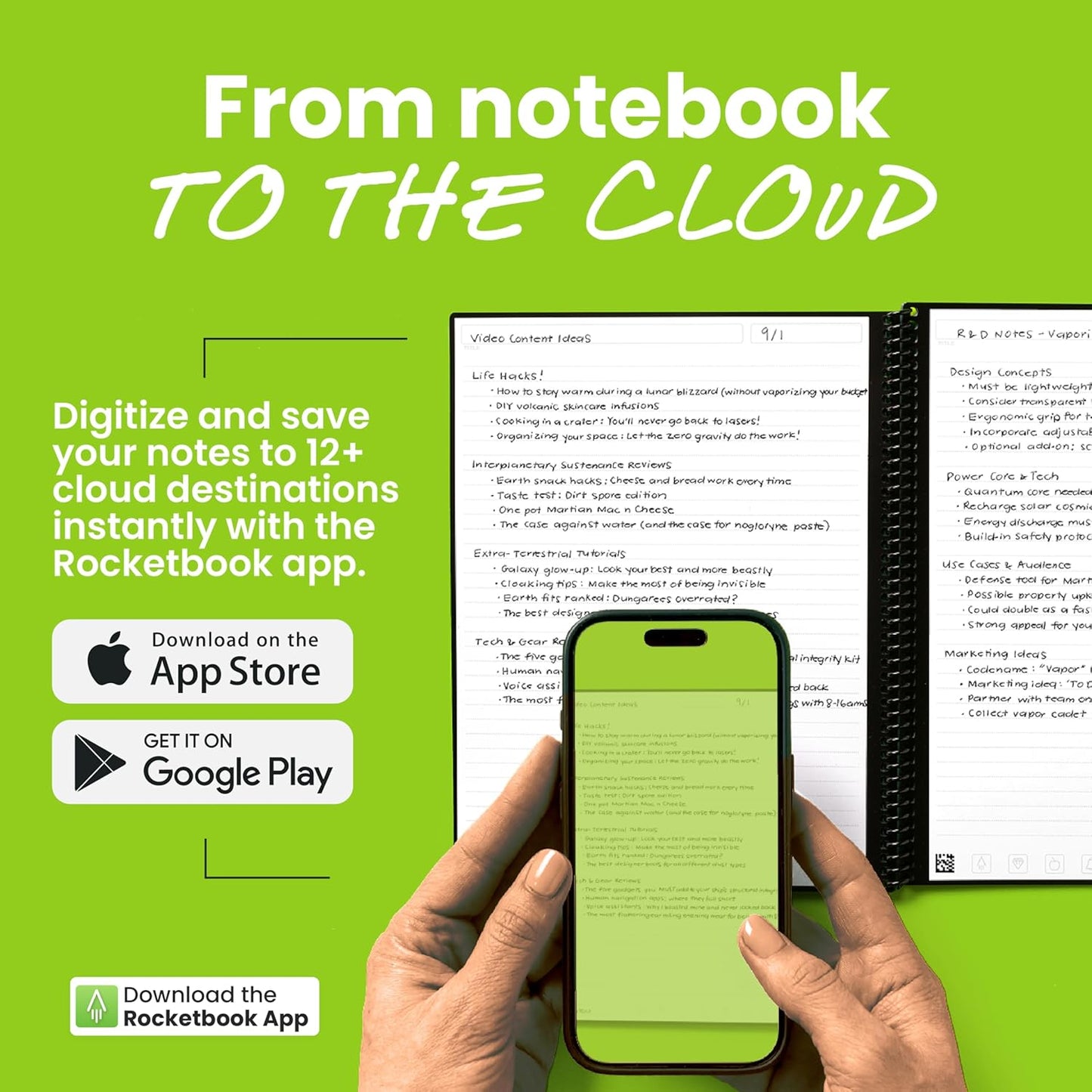 Rocketbook New Core Reusable Spiral Notebook, Executive Size 6x8.8, Red - Lined Pages, App-Connected, Erasable, Durable Cover, Ideal for School, Work, and Creative Projects