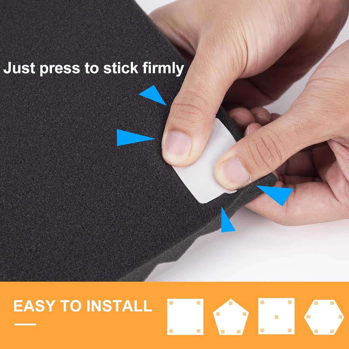 Sonicism 120 Pack Pyramid Double Sided Tape Squares for Acoustic Foam Sheets, Heavy Duty Wall Mounting Tape Squares for Polyester Foam Acoustic Panels, 1.4-in Squares, Transparent