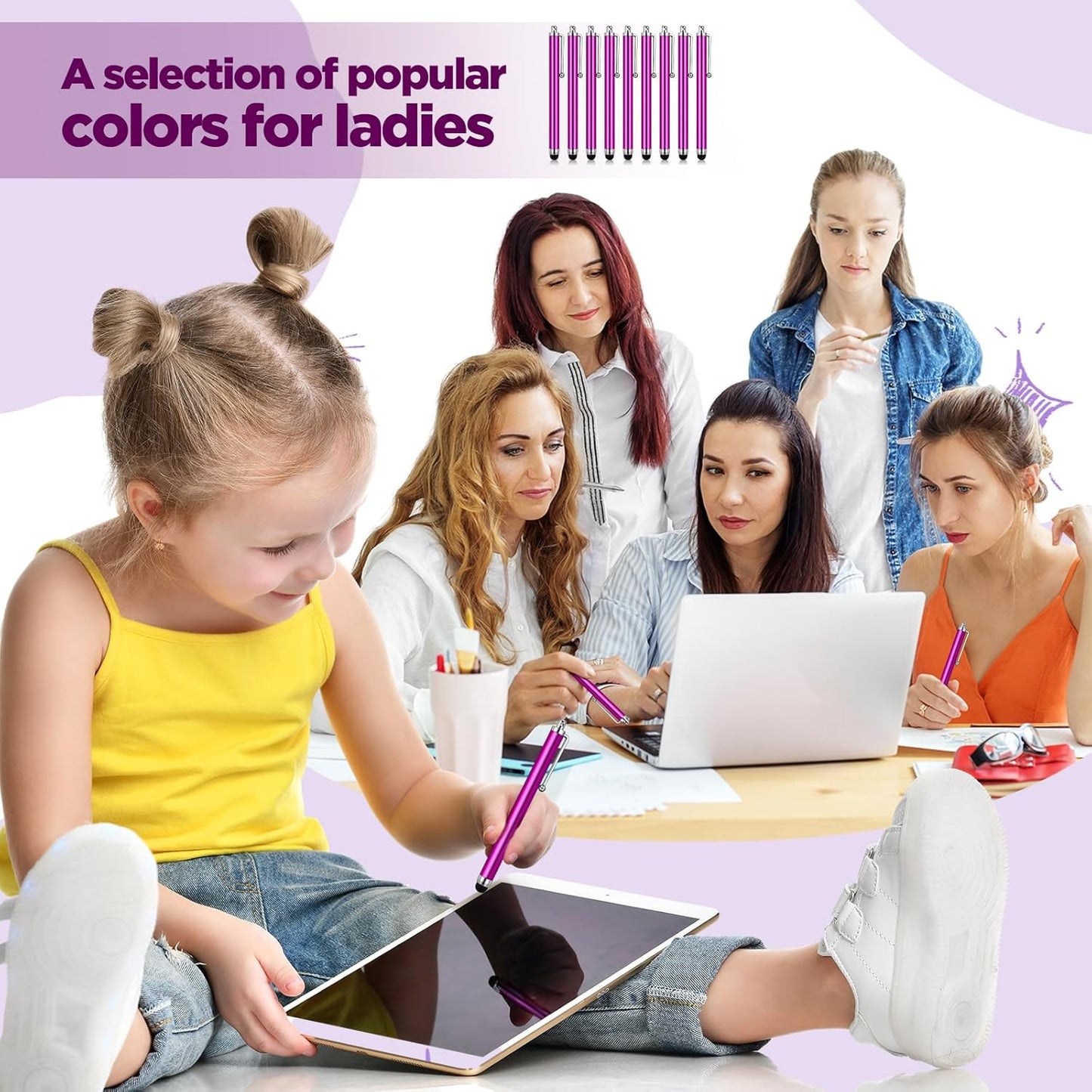 Outus 36 Pcs Stylus Pen for Universal Capacitive Touch Screens Devices, Stylus Pen Compatible with Tablet for Classroom Travel Olders Friendly(Purple)