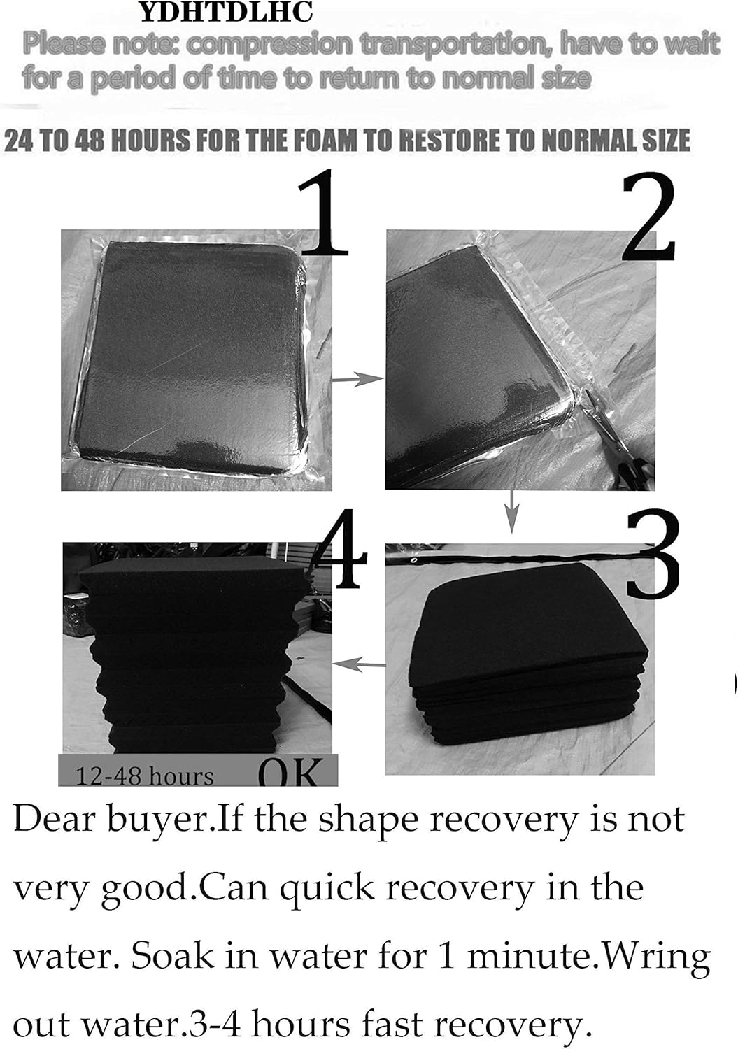 YDHTDLHC 52 Pack of 1 X 12 X 12 Inches Acoustic Foam Panels - Acoustic Foam - High Density - Flame Retardant - For Home Work Recording Studios(Black)