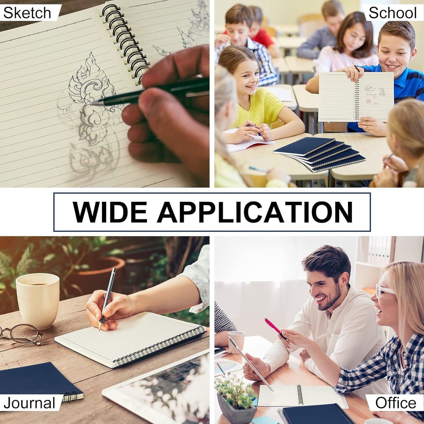 Yahenda Spiral Notebook Bulk A5 Journal Lined 8.3'' x 5.5'' Writing Composition Paper Small Notepad Subject Notebook for Students Office Business Back to School Supplies(Deep Blue,72 Pcs)