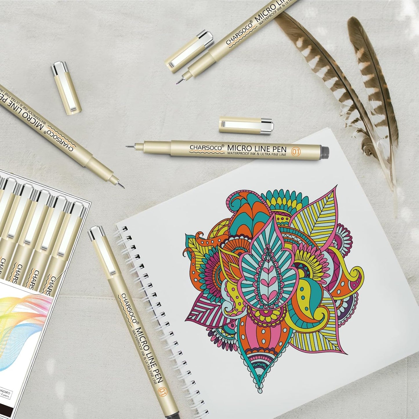 24 Pack Micro Pens, 12 Colors & 12 Black in 0.23mm - 5mm, Waterproof Archival Ink, Fine Point Pen for Artist Illustration, Sketching, Anime, Manga and Technical Drawing