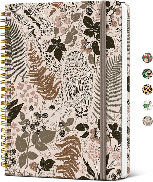 Lined Spiral Journal Notebook for Women, Cute A5 College Ruled Hardcover Notebook for Work & Note Taking, Aesthetic Pretty Journal for Writing, 140 Pages, Magical Forest