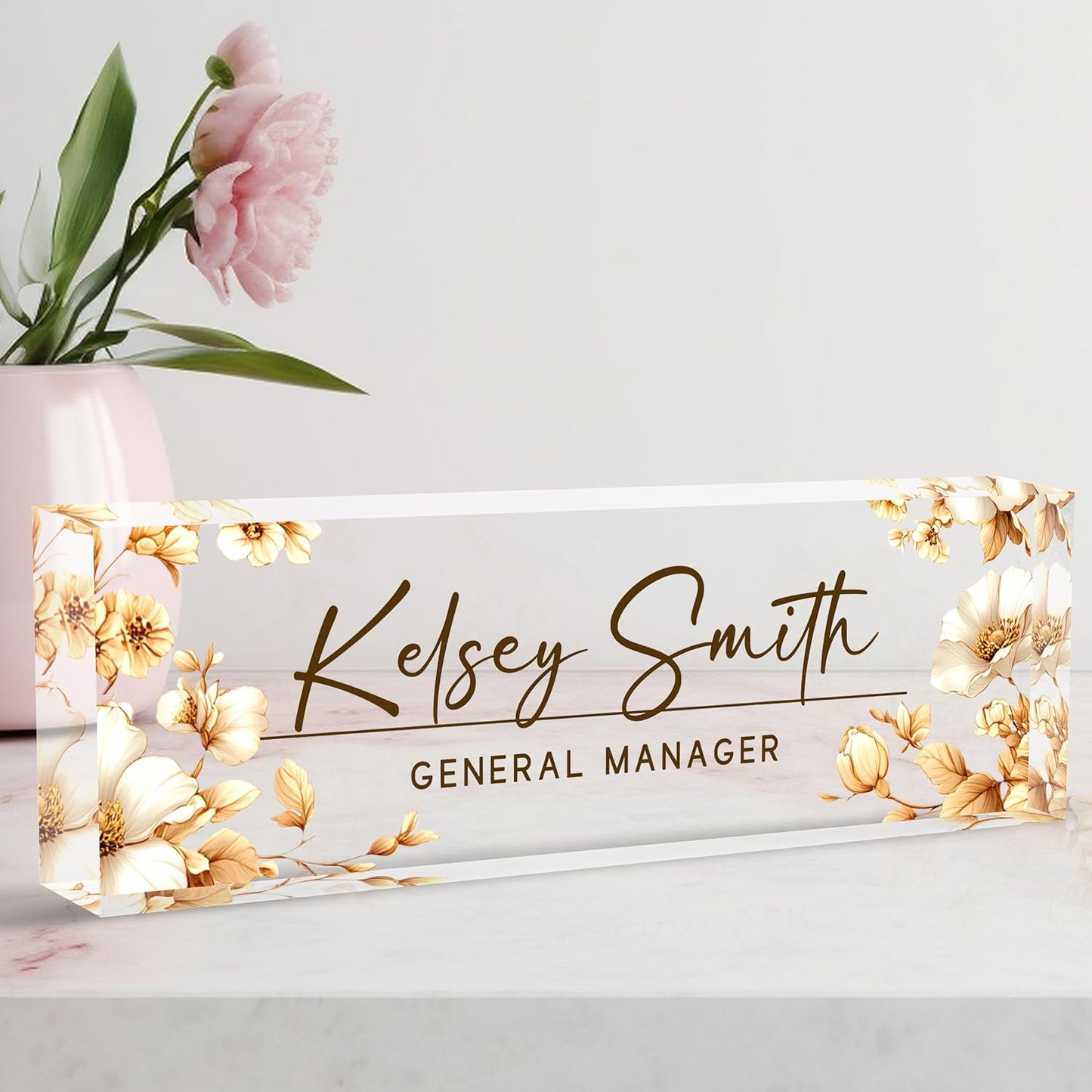 Custom Desk Name Plate Personalized, Acrylic Name Plate for Desk, Office Desk Decor for Women and Men, Employee Appreciation Gifts Office Gifts for Boss, Manager, Teacher, Nurse