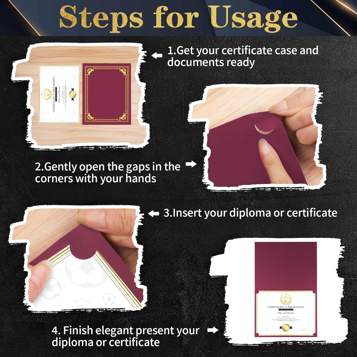 30 Packs Certificate Holders, Burgundy Certificate Covers, Diploma Holders, Certificate Folders with Gold Foil Border for Letter Size 8.5" x 11" Certificates, Diploma, Documents, Award Cover