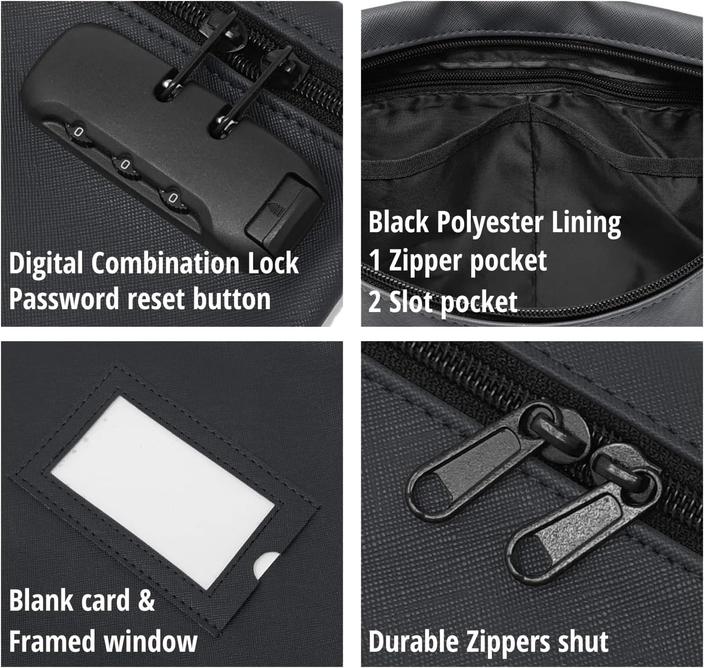 Notary Bag with Lock | 14x11 inch | Black | Zipper Notary Supplies Bag | Locking Notary Bag for Notary Kit, Stamp, Embosser, Ink Pad, and Valuables | Locking Document Bag | Journal Carrying Case