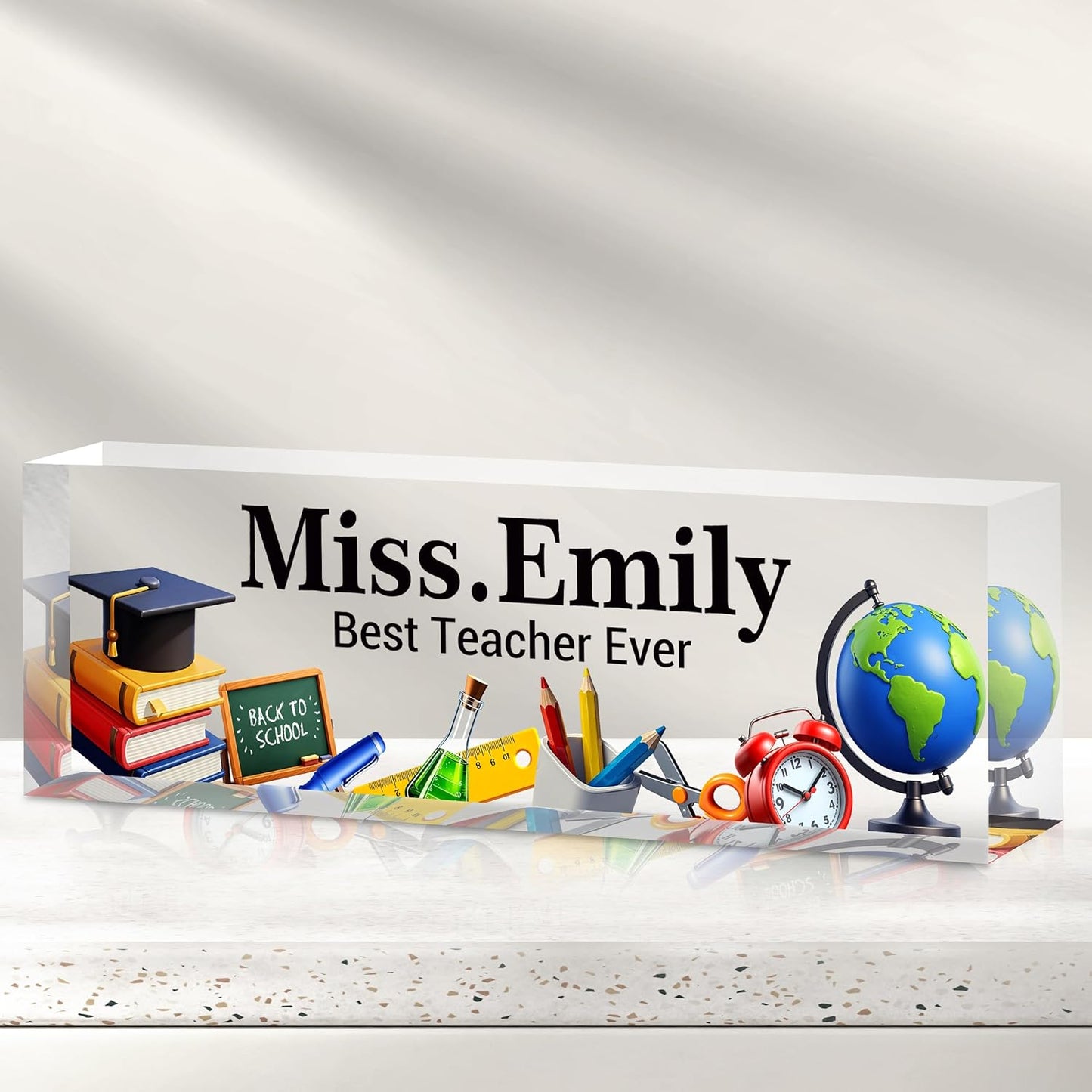 Personalized Name Plate for Desk - Custom Engraved Name Plates for Teacher -Teachers Day Gifts- Best Teacher Ever Teacher Appreciation Gifts- Acrylic Office Decor