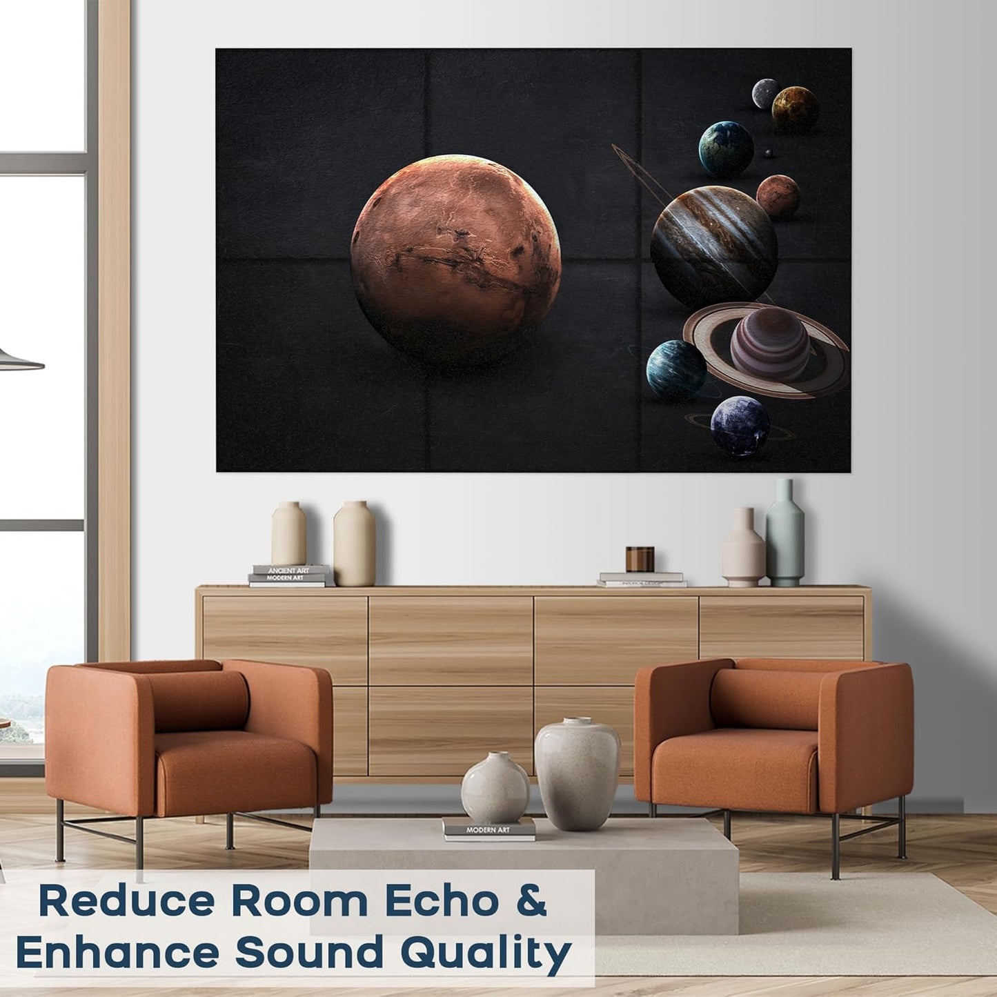 BUBOS 7 Pack Art Acoustic Panels Soundproof Wall Panel,70.8X47.2 Inches Large Sound Absorbing Panel,Self-adhesive Decorative Acoustical Wall Panels, Acoustic Treatment for Home Office（Mars）