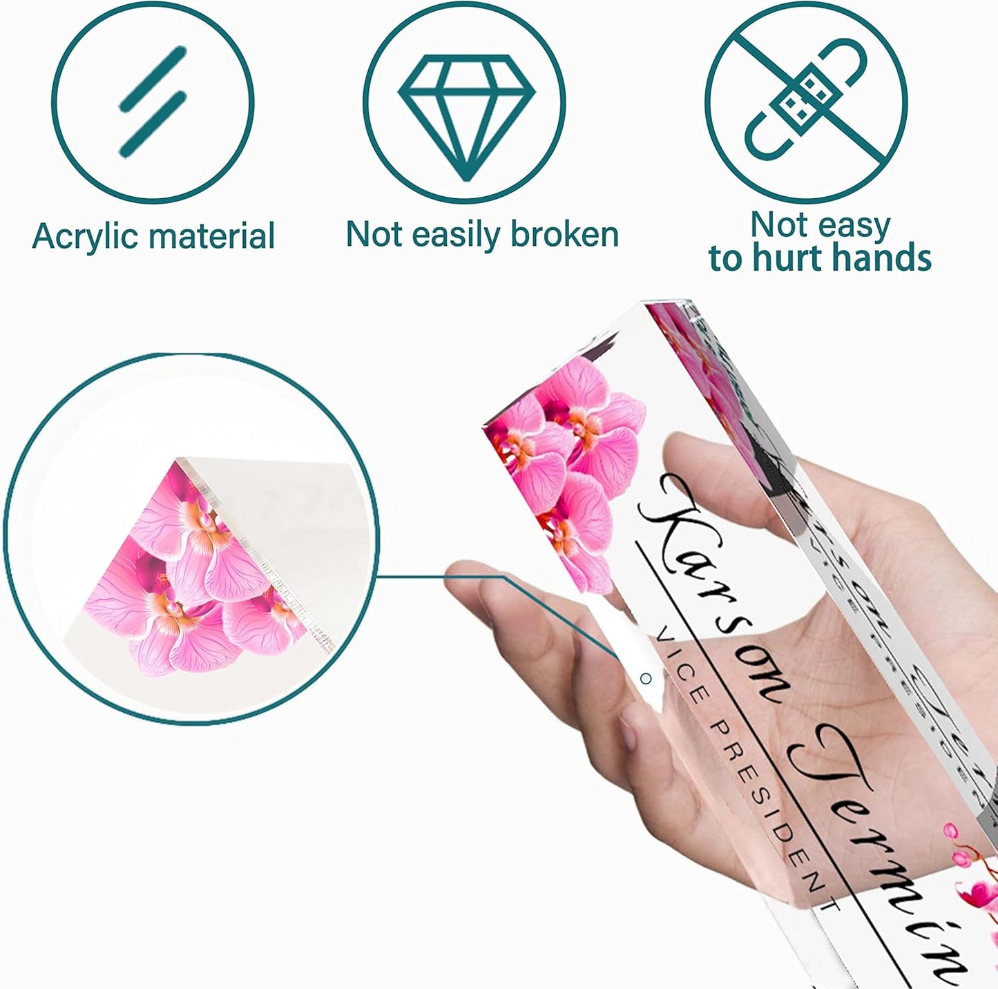 Desk Name Plate Personalized | Office Decor | Name Tags | Desk Decorations for Women Office… (Orchid)