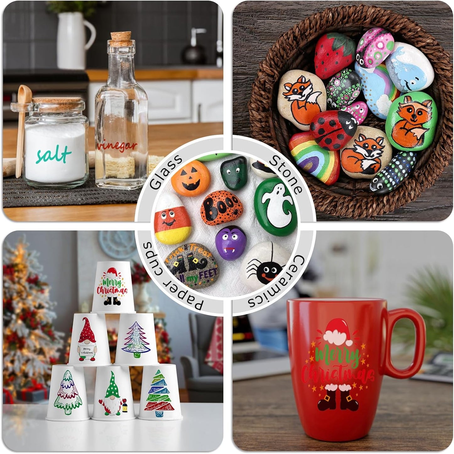 Red Paint Markers, 5 Pack Oil-Based Waterproof Quick Dry Permanent Paint Pen Set for Rocks Painting, Wood, Fabric, Plastic, Canvas, Glass, Mugs, Metal, Tire, Stone, DIY Craft