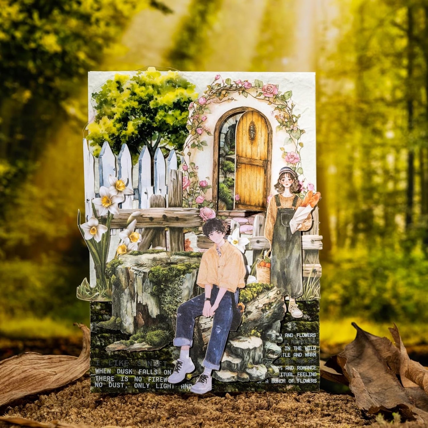 Nature Wood Slice Sticker Set, 120PCS Vintage Designs with Flowers, Moss, Logs and Botanical Elements for Journaling, Scrapbooking and Crafts