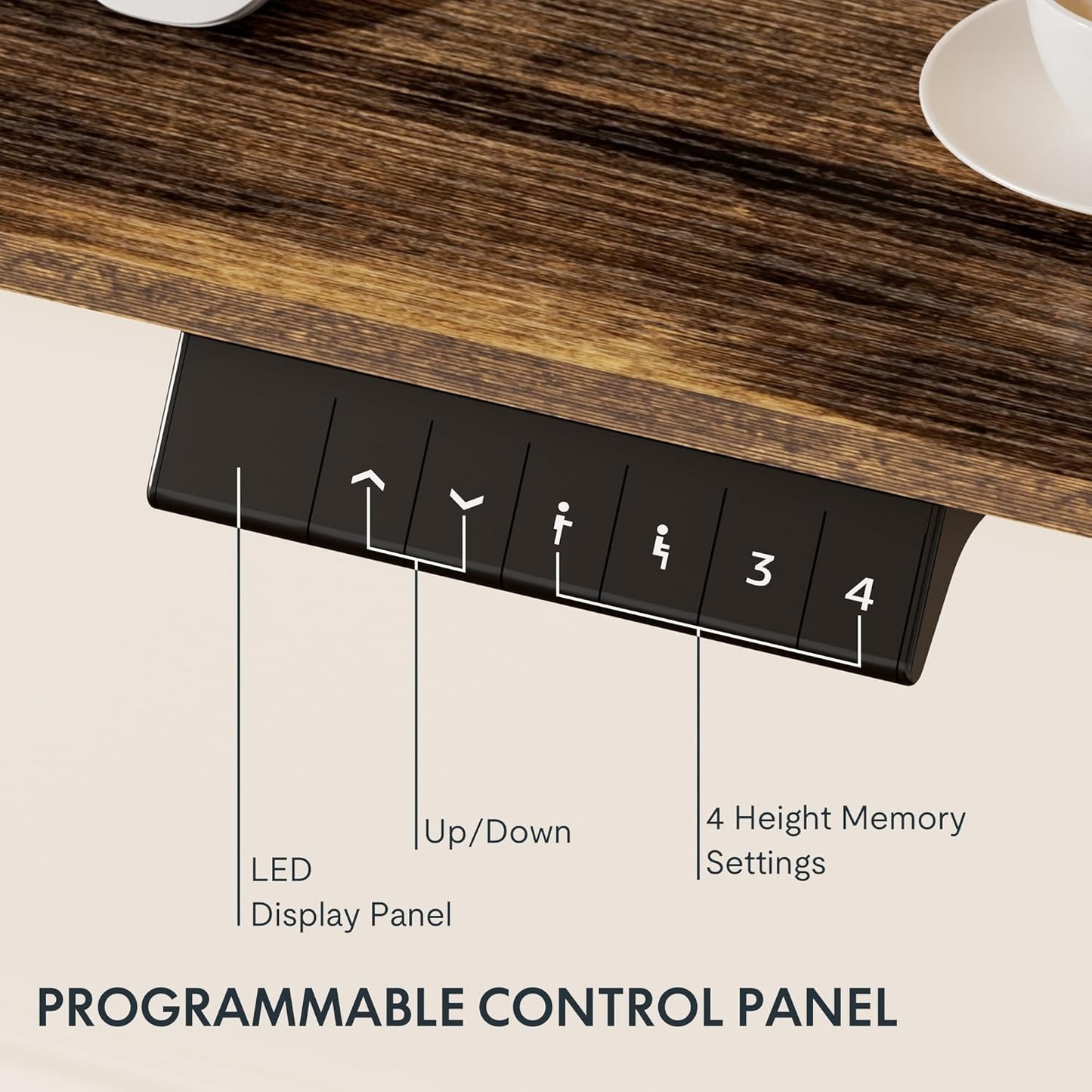 FLEXISPOT EN1 One-Piece Standing Desk, 48x24 Electric Sit Stand Desk for Home Office and Computer Workstation (White Frame + Rustic Top, 2 Packages)