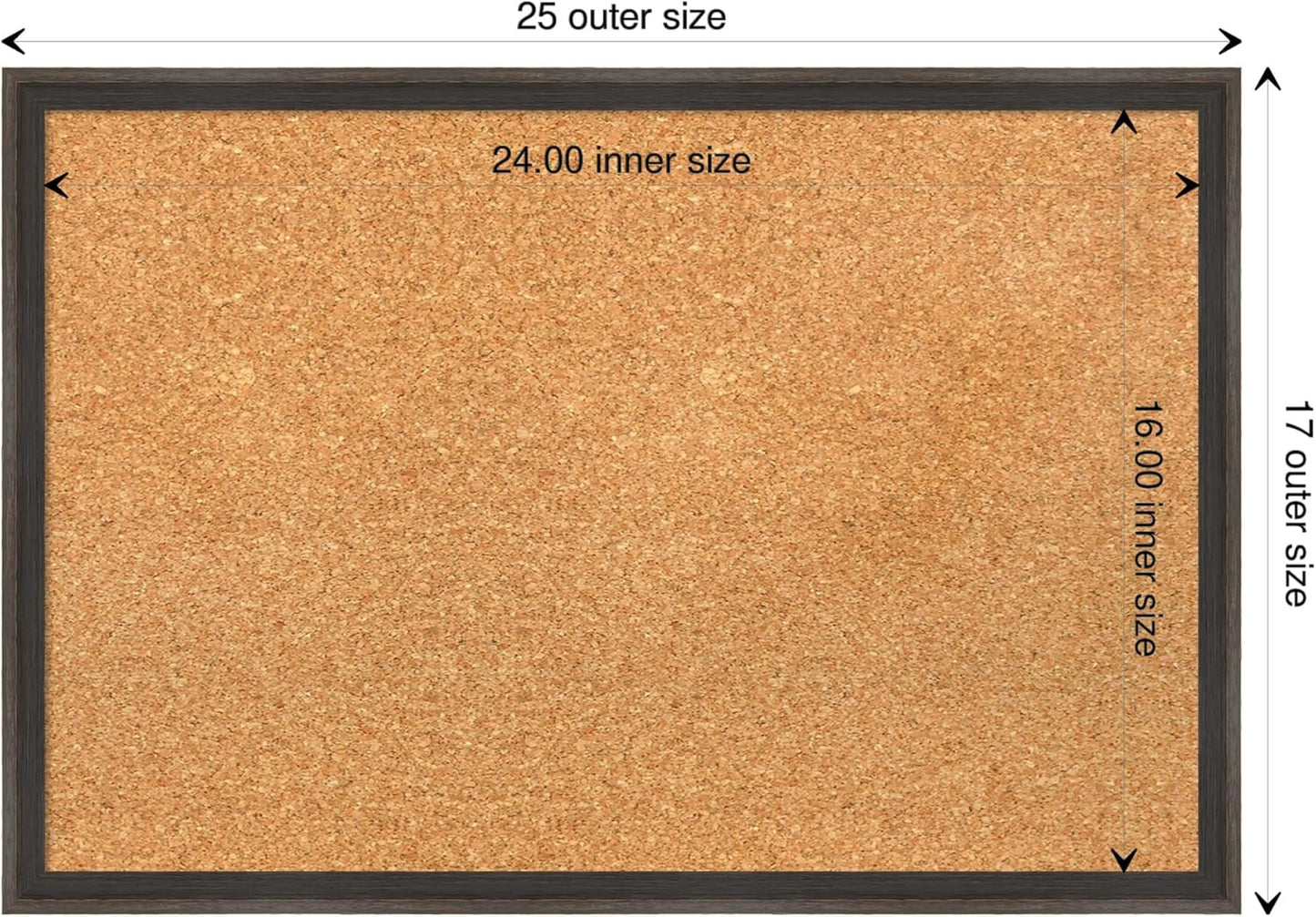 Amanti Art Natural Cork Board for Wall, 17x25 Vision Board with Brown Wood Frame, Medium Corkboard Office Decor for Home Organization, Casual Corkboard Pinboard to display items for home organization