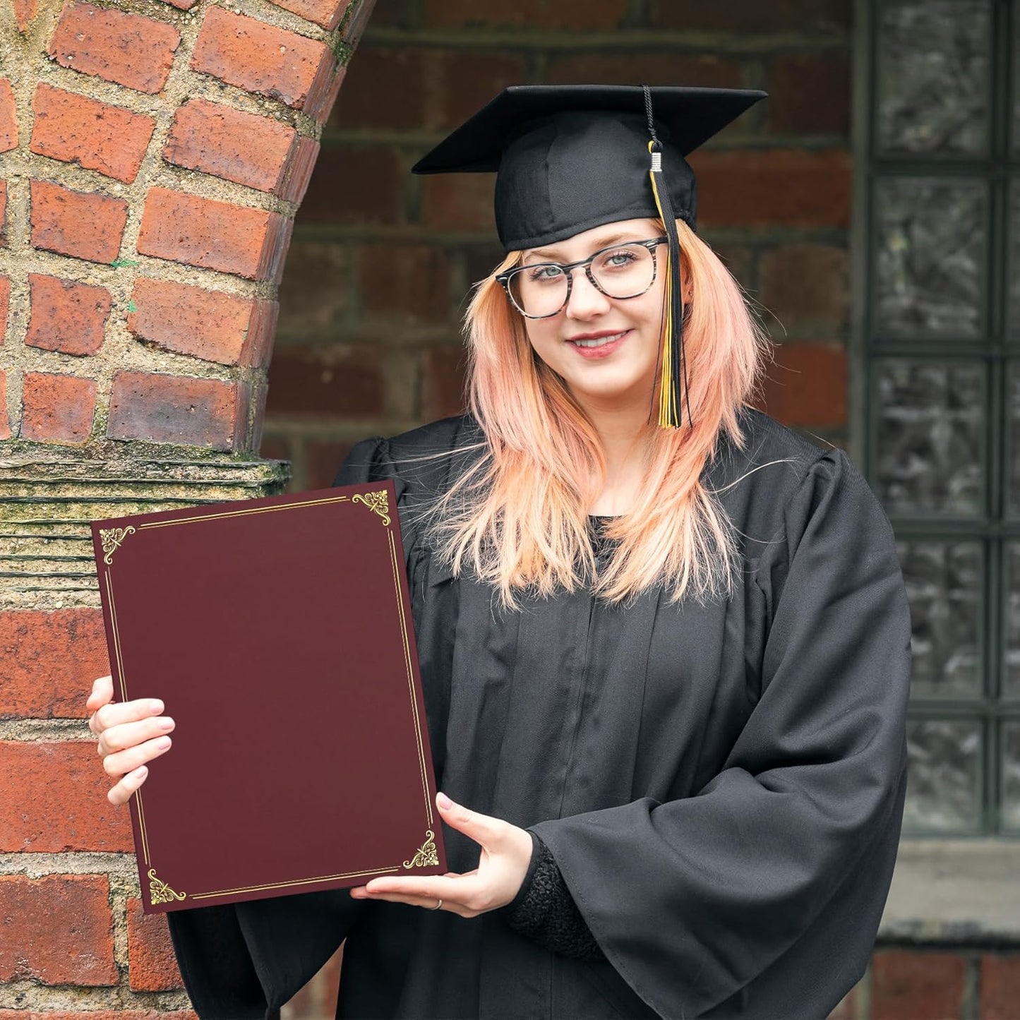 Ndsox 50 Packs Burgundy Certificate Holders, Graduation Diploma Holders, 350GSM, Diploma Covers with Gold Foil Border for Letter Size 8.5" x 11" Award Certificate Paper, Cardstocks and Documents