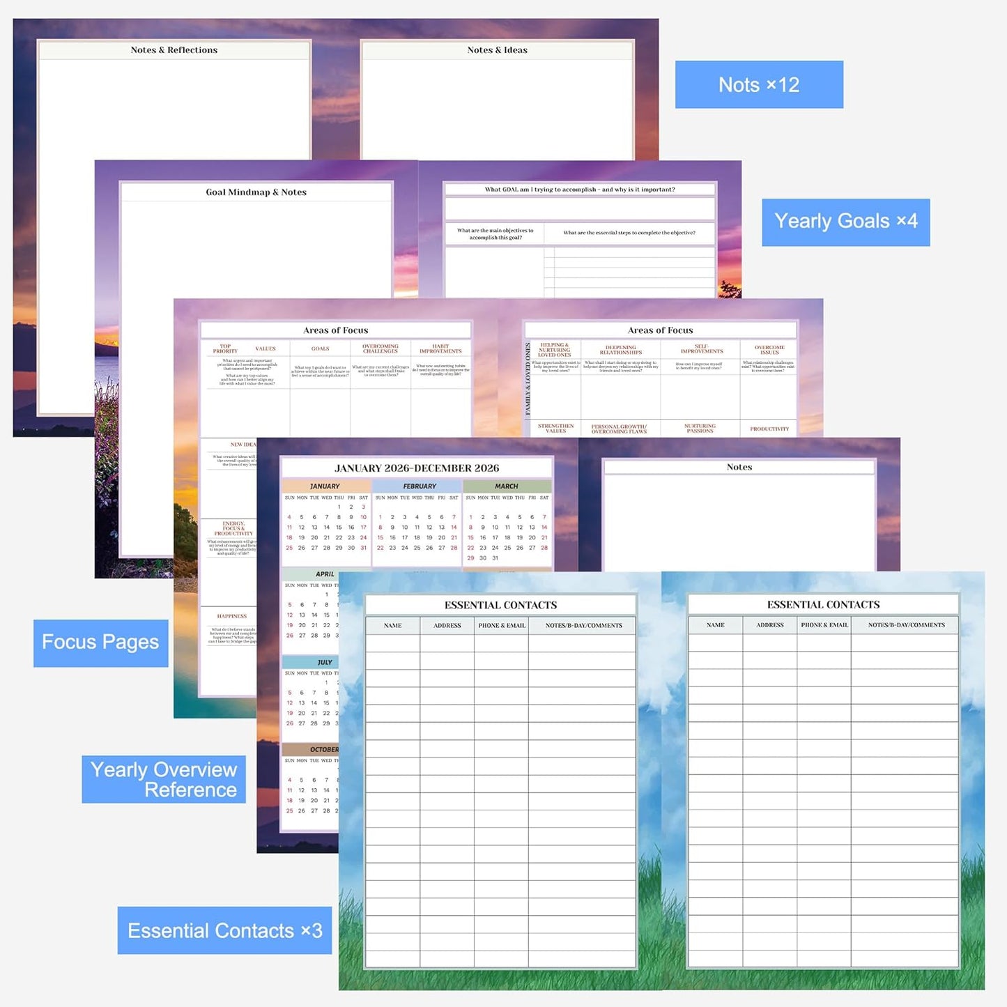 CAGIE Planner 2026 Monthly (Jan. 26-Dec. 26), 12 Month Academic Planner 8.5"x11", Large Daily Planner with Hourly Timeslot, Monthly Tab, Spiral Binding, Bookmark