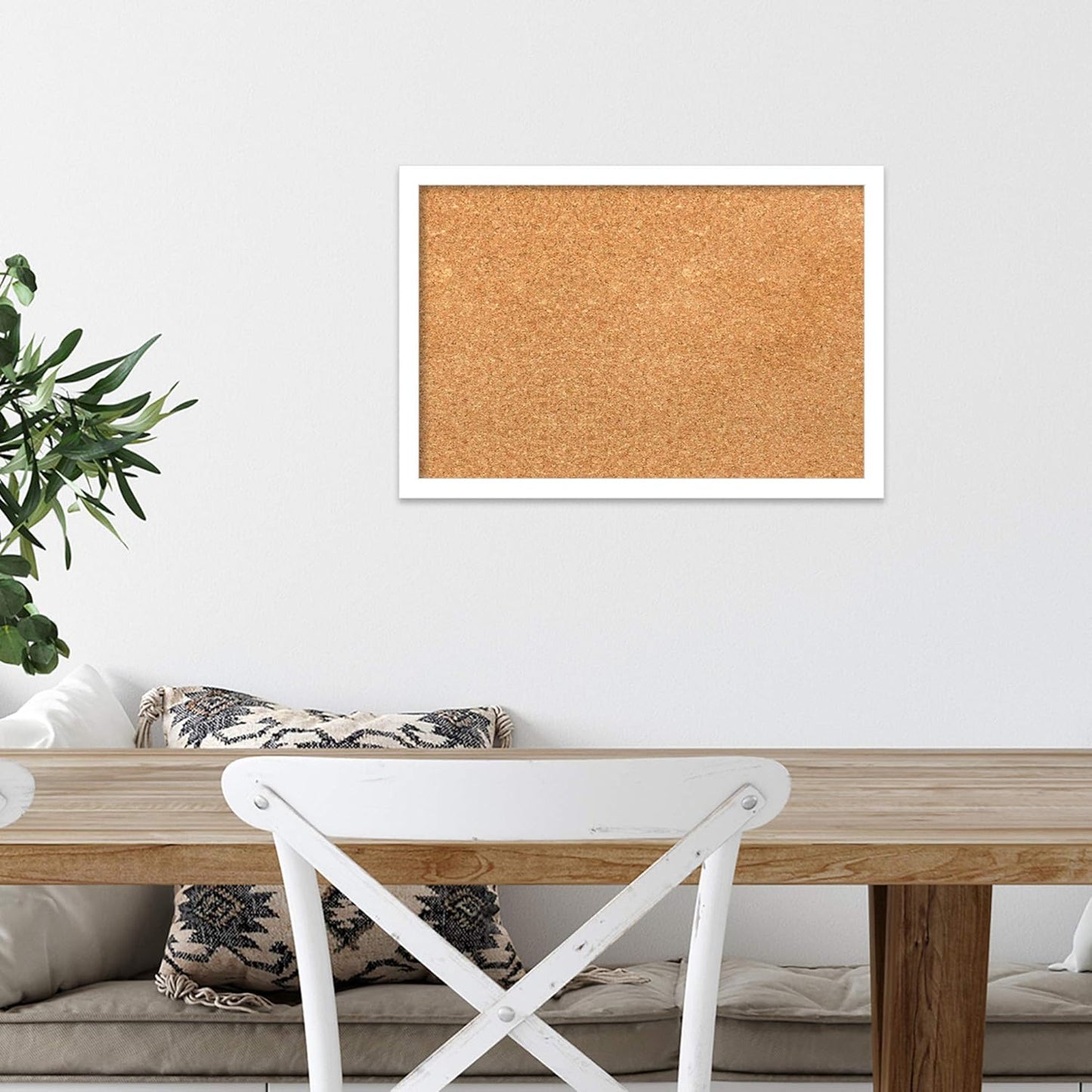 Amanti Art Natural Cork Board for Wall, 13x19 Vision Board with White Frame, Small Corkboard Office Decor for Home Organization, Modern Corkboard Pinboard to Display Items for Home Organization in