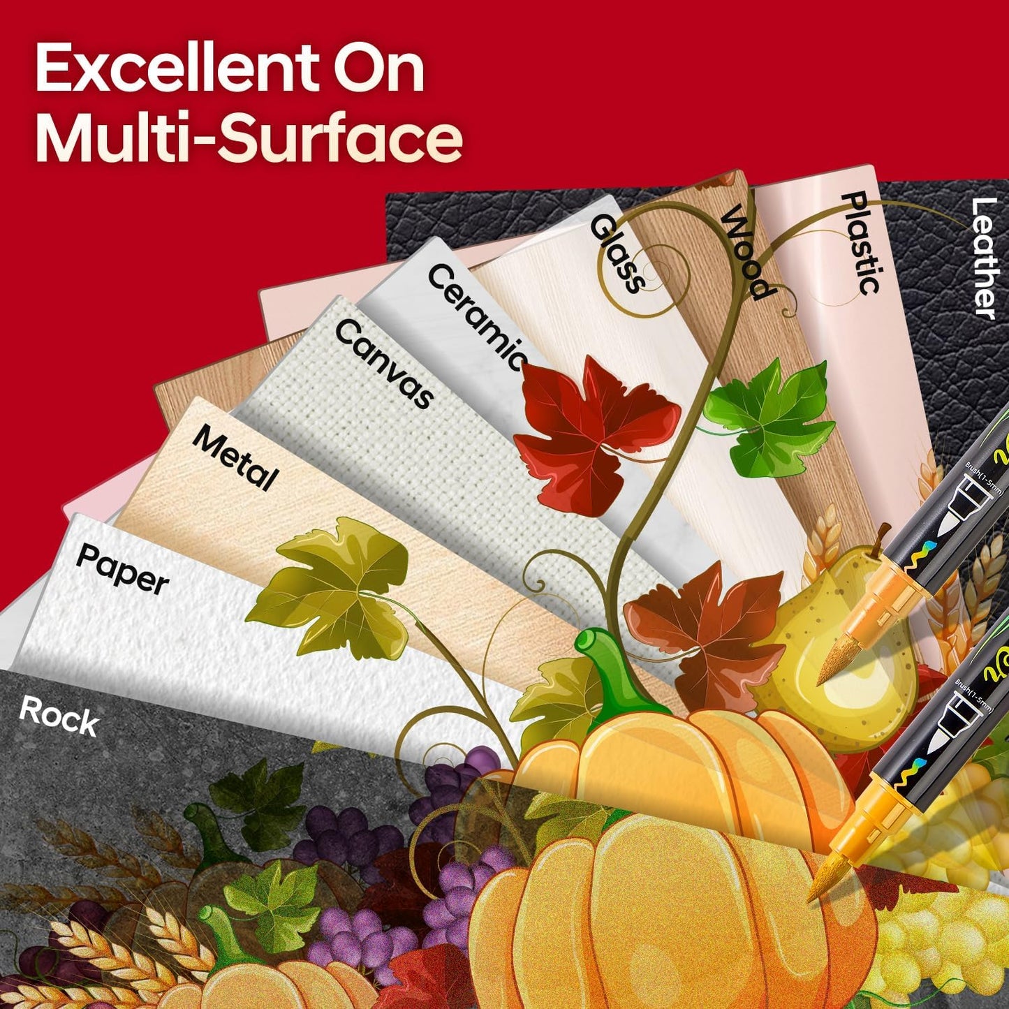 48 Colors Acrylic Markers,Dual Tip Acrylic Paint Markers with Fine Tip and Brush Tip,Acrylic Paint Pens for Rock Painting,Fabric,Crafts,Wood,Glass,Canvas,Plastic,Scrapbook,Art Supplies