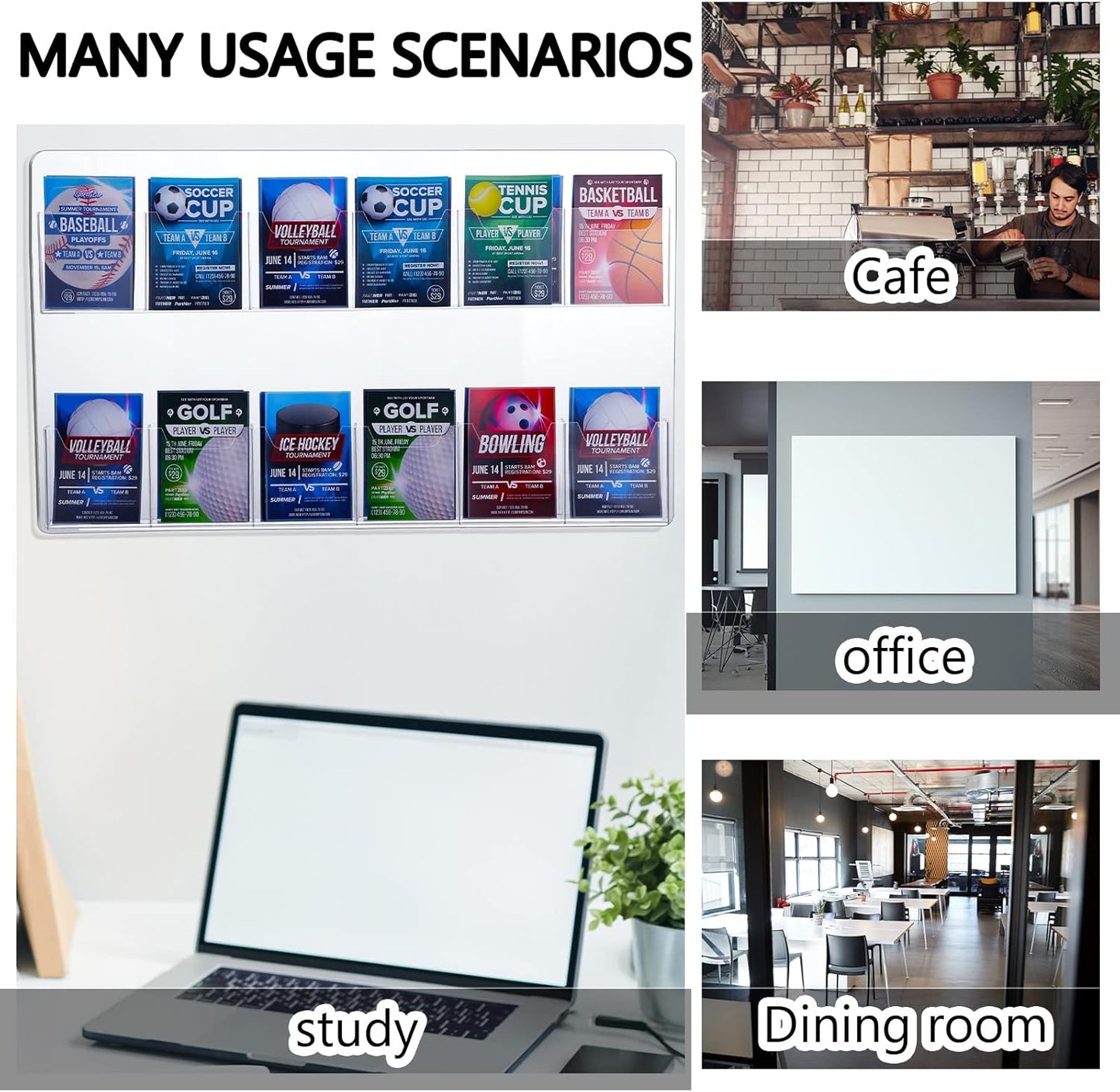 Eersida 2 Pack Acrylic Brochure Pamphlet Holder Wall Mount Clear Brochure Display Holder Plastic Trifold Flyer Rack Literature Storage Rack for Offices Waiting Room (12 Pockets, 25 x 15 Inch)