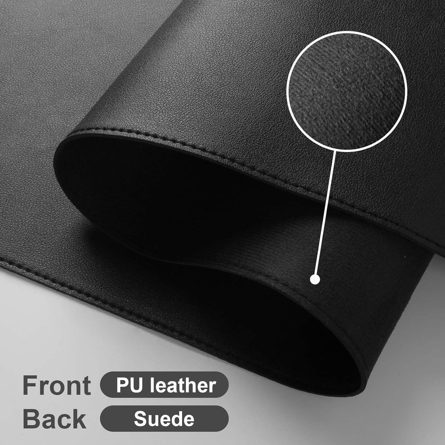 DAWNTREES Desk Mat Protector,PU Leather Desk Pad,Non Slip, Large Mouse Pad and Keyboard Mat, Waterproof Writing Pad for Office and Home (Black)