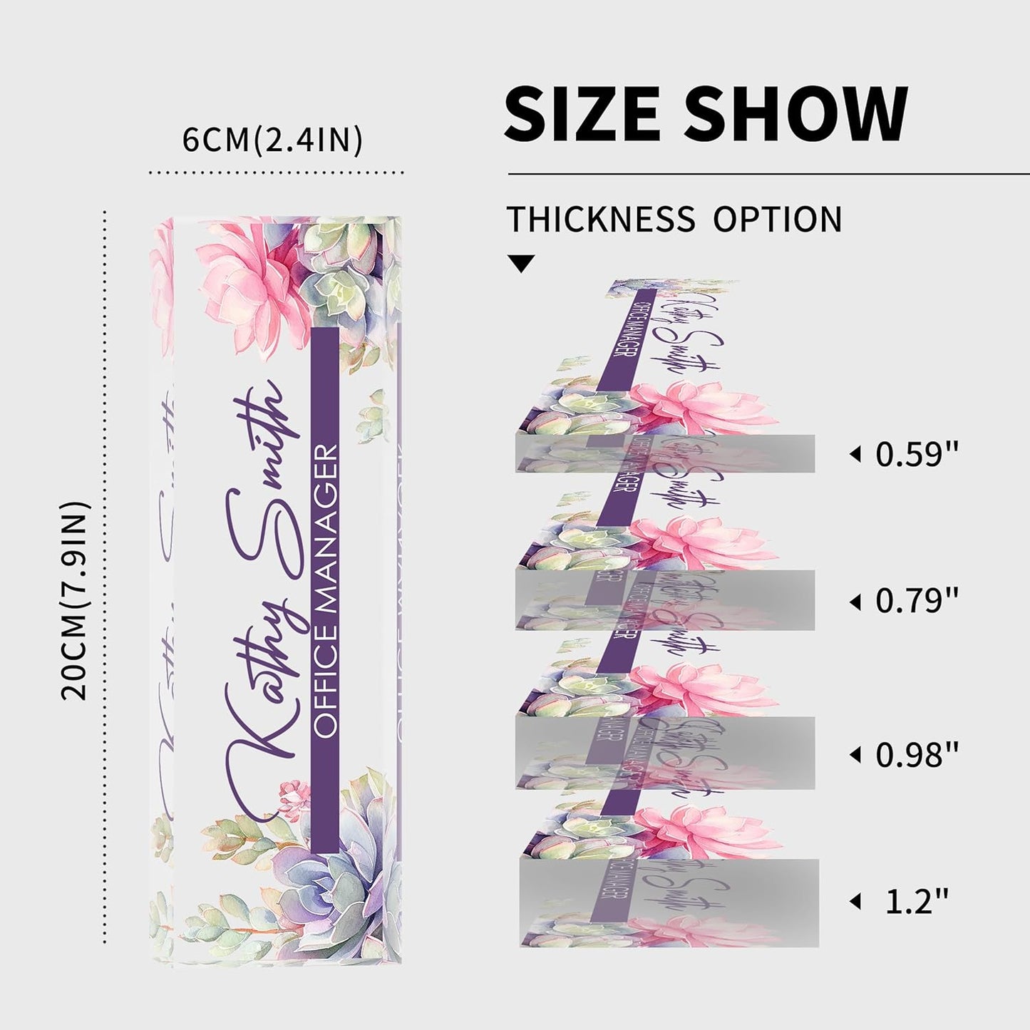 Personalized Name Plate for Desk, Custom Desk Name Plate, Acrylic Name Plate Office Desk Accessories, Personalized Office Gifts for Coworkers Teachers, Employee Appreciation Gifts (A-Blooming)