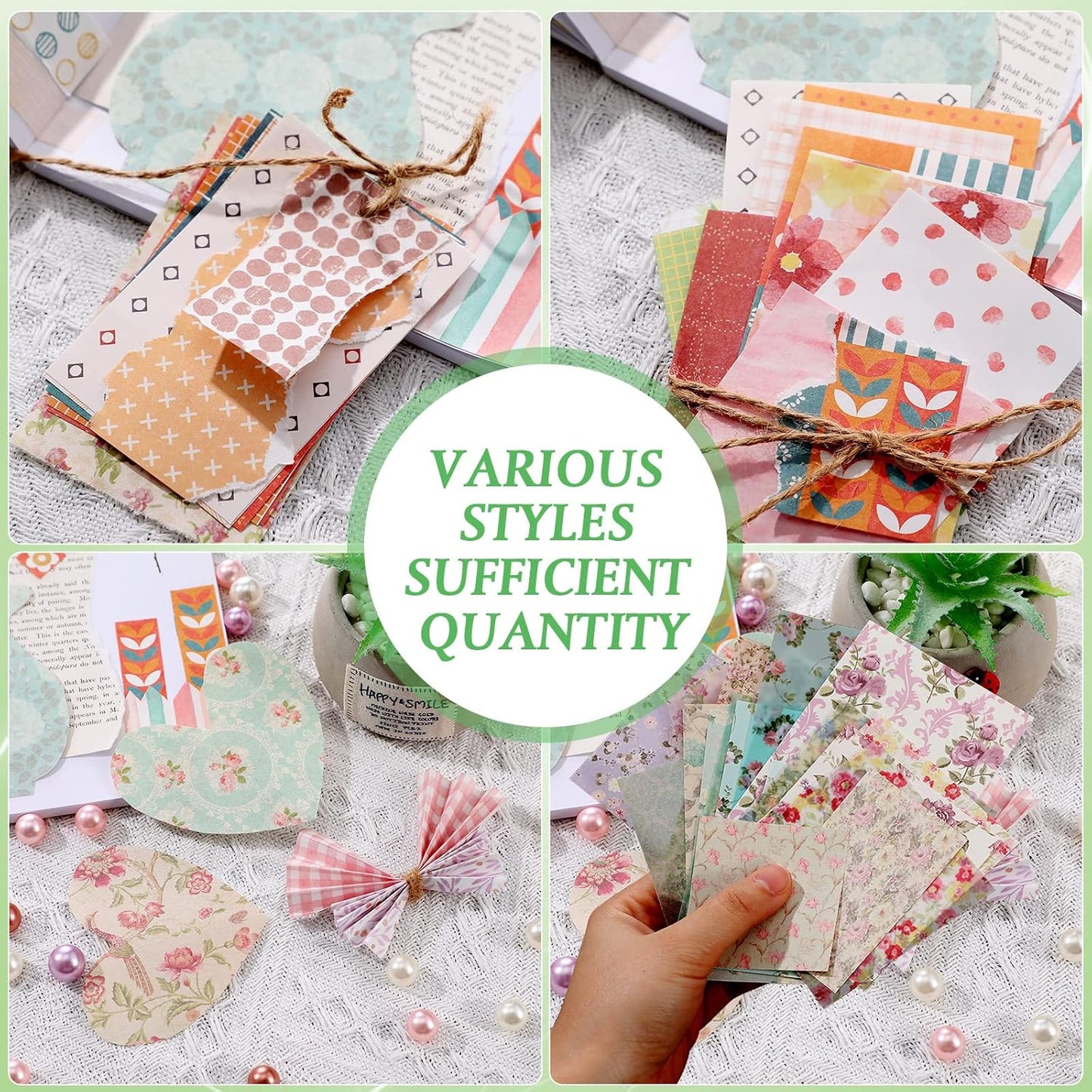 420 Sheets Scrapbooking Paper Supplies Flower Scrapbook Stickers, Journaling Paper Aesthetic Decorative Stationery Paper Retro Journal Decal Floral Washi Sticker for DIY Craft (Colorful Style)