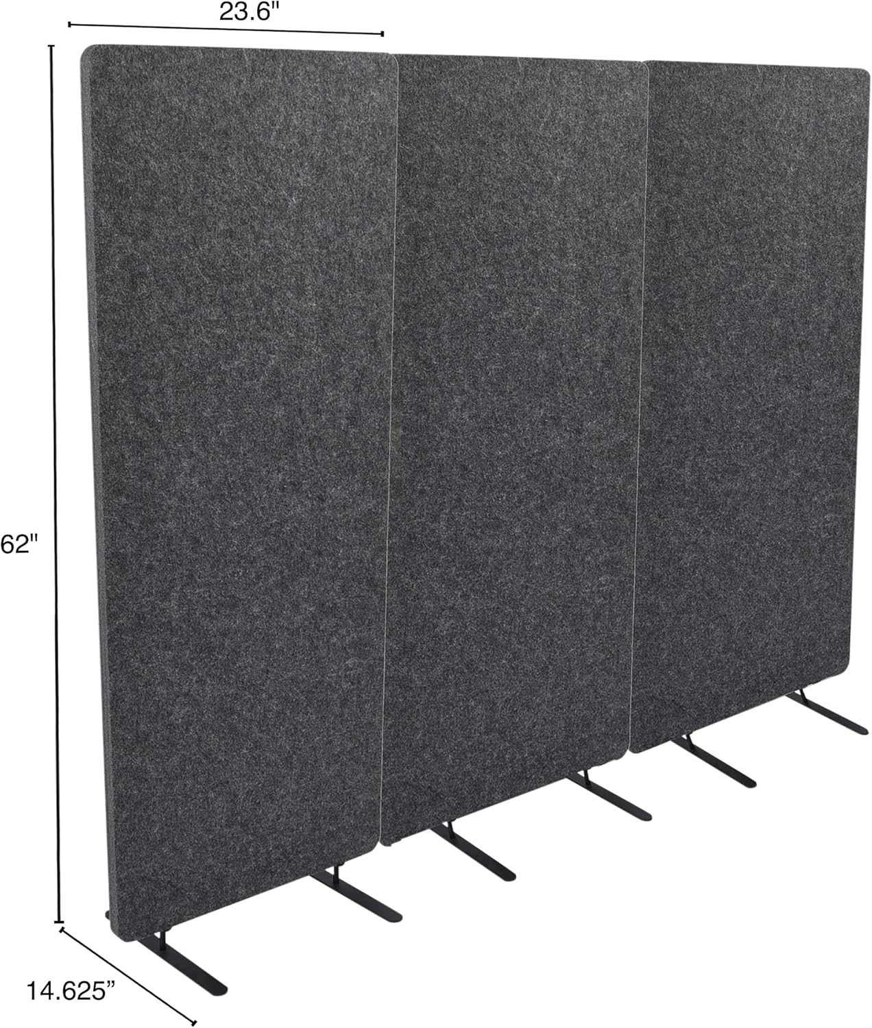 ReFocus™ Raw Freestanding Acoustic Room Divider 3 Pack – Reduce Noise and Visual Distractions with This Lightweight Room Separator (Ash Gray, 24" X 62")