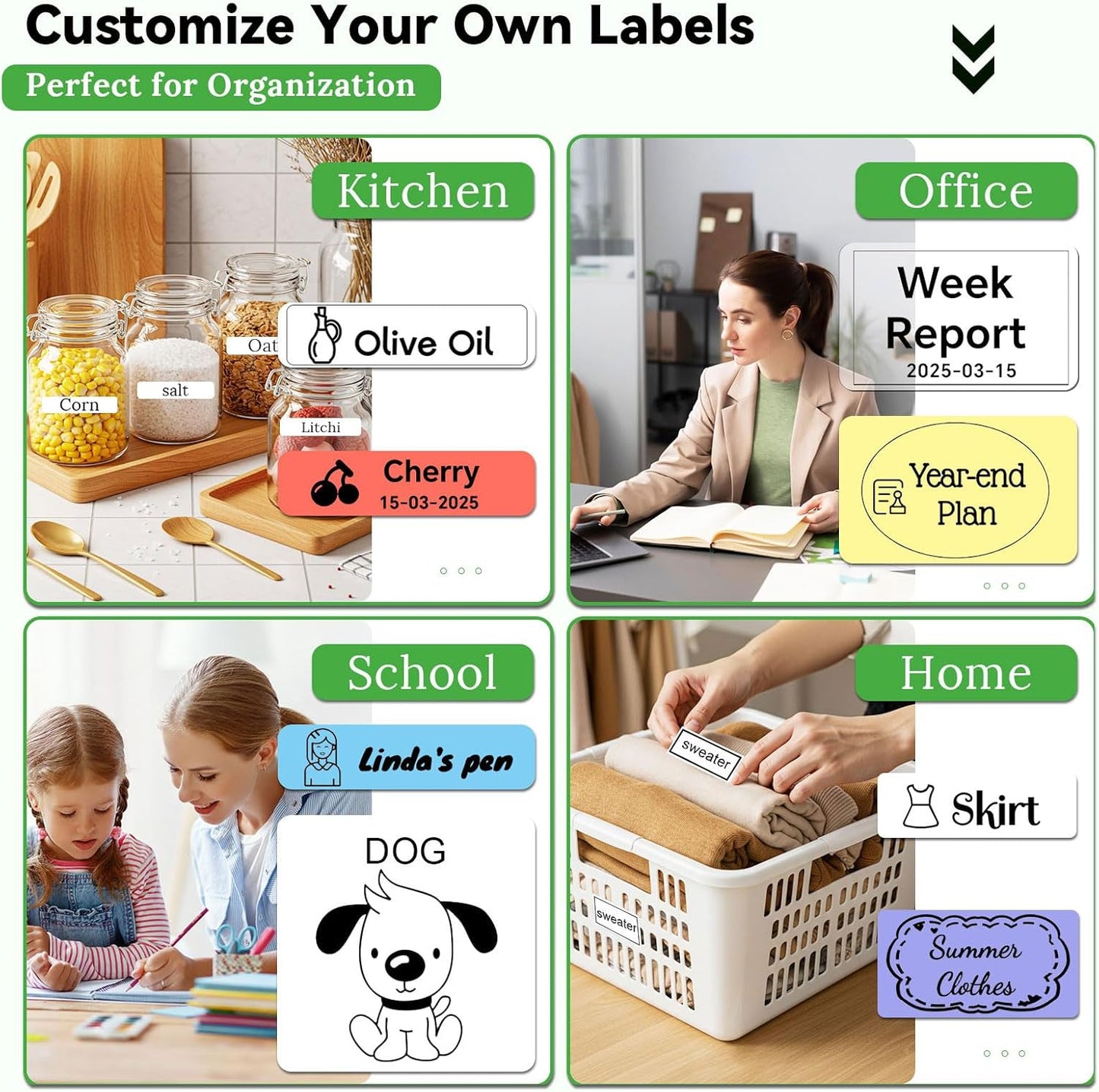 Label Maker Machine with Tape - 14 Sizes Mini Sticker Printer Bluetooth Label Printer for Home Office Organization, Portable Thermal Sticker Maker Print Pod with Multiple Templates for Phone