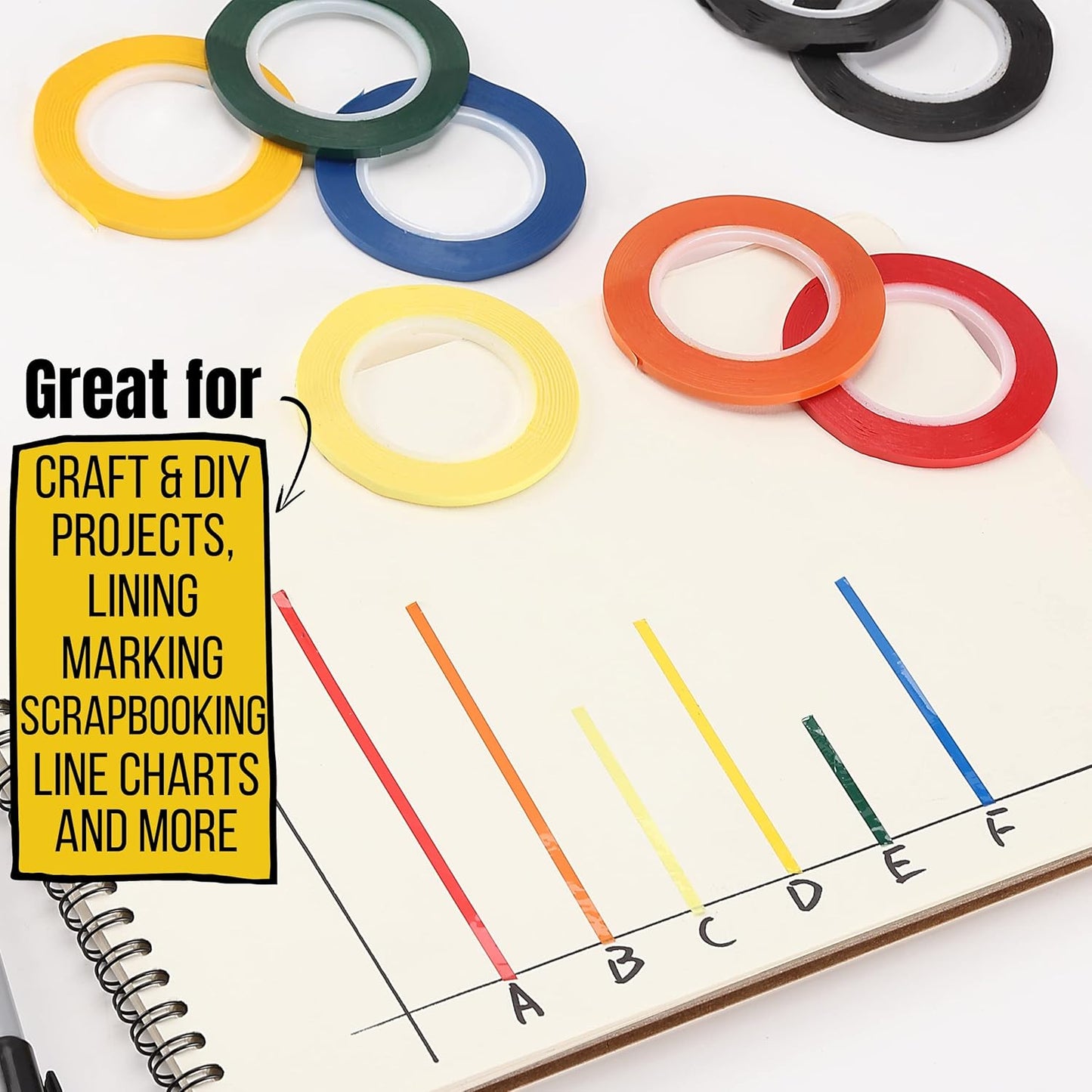 Mr. Pen- Whiteboard Tape, 8 Pack, Assorted Colors, Thin Tape for Dry Erase Board Accessories, Whiteboard Accessories, Chart Tapes