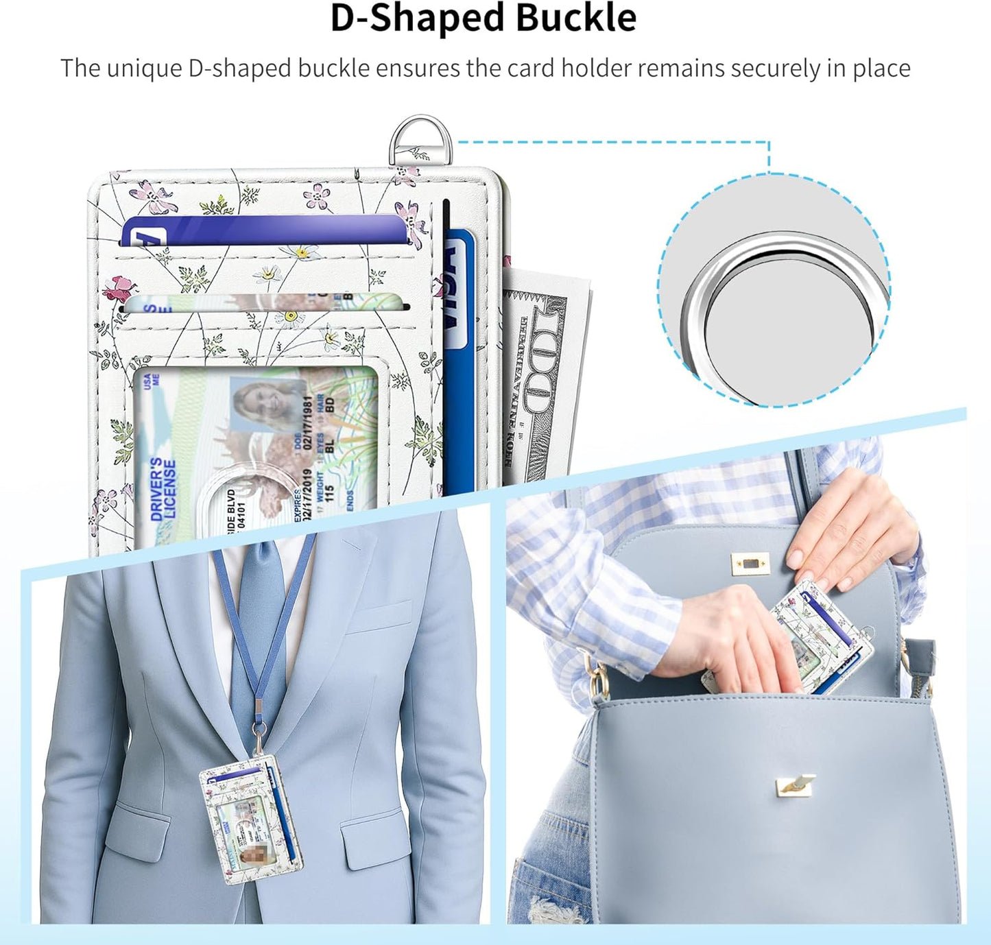 Mayski Slim Wallet, Credit Card Holder for Women, Minimalist Front Pocket RFID Blocking Card Cases, Small Wallet Women Men(Flower)