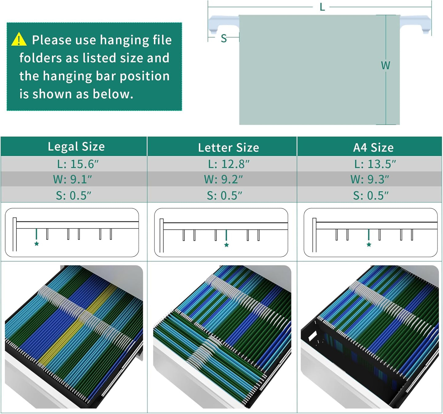 YITAHOME 3-Drawer Vertical File Cabinet, Mobile Metal Filing Cabinet with Lock for Legal/Letter Size, Pre-Built Office Storage File Cabinet Except Wheels Under Dese, White