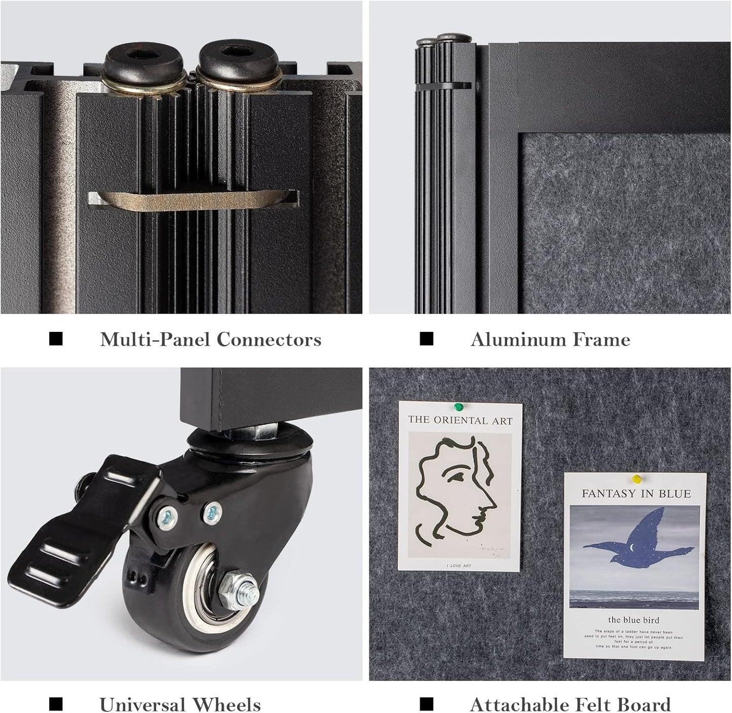 Office Divider,Room Partition, Privacy Partition Separator,Portable Commercial Screen Dividers,Classroom School Dividers,10'6"W x 6'7"H,5 Panel,Grey