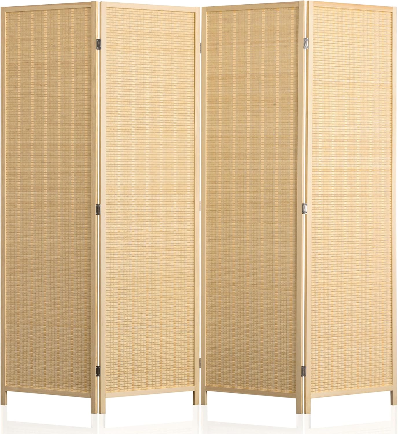 WelFurGeer 4 Panel Bamboo Room Divider, Folding Privacy Screen for Room Separation, Natural Wood Room Partitions and Dividers, Patio Privacy Panels, Decorative Wall Divider for Home, Office, Studio