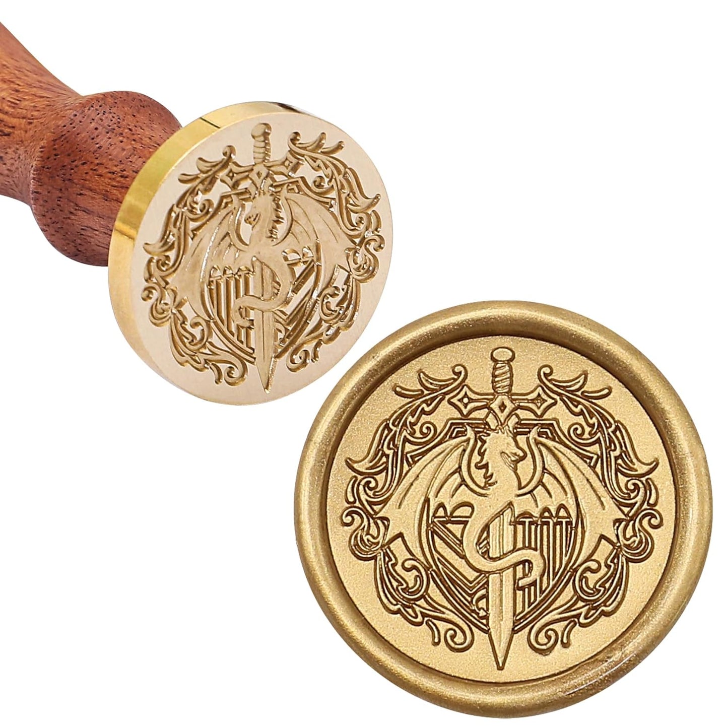 SWANGSA Dragon and Sword Wax Seal Stamp Kit with 200pcs Sealing Wax Beads, Great for Embellishment of Halloween Party Invitations, Wine Packages, Gift Wraps