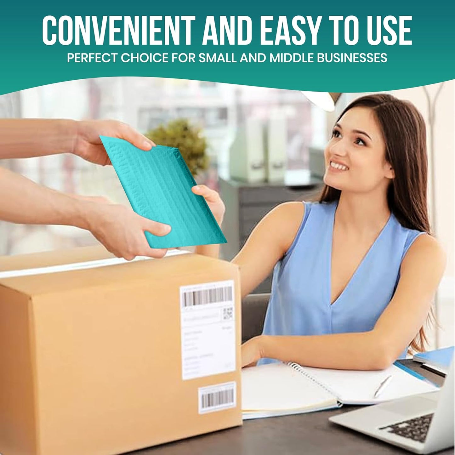 Levex - #000 4" x 8" [10 Pack] Teal Poly Bubble Mailers, Padded Envelope Mailers, Packing Envelope & Mailing Bags for Shipping