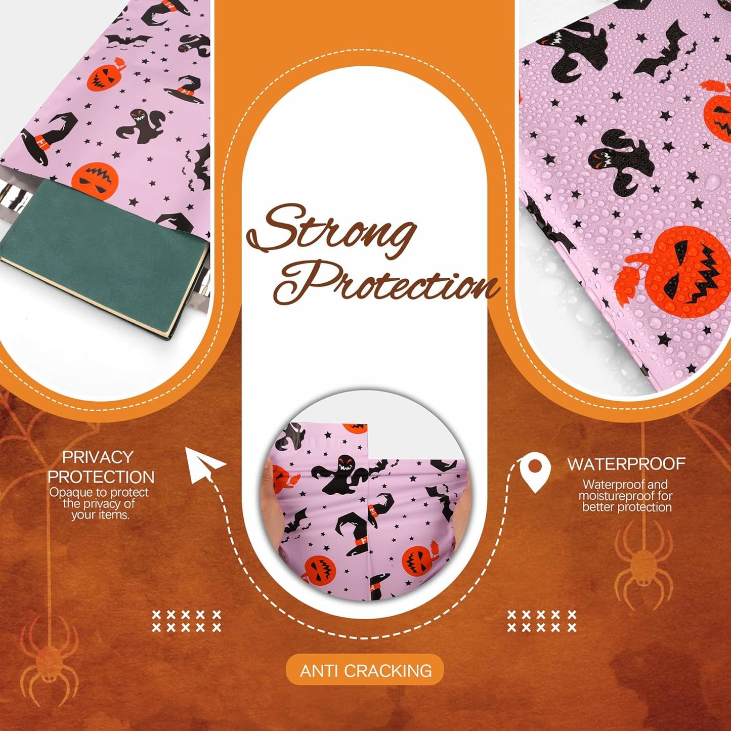 Halloween Poly Mailer 10x13 Inch 25 Pcs, Waterproof Shipping Bags for Clothing, Tear-Resistant Mailier Bags, Strong Mailing Bags with Self-Seal - Purple