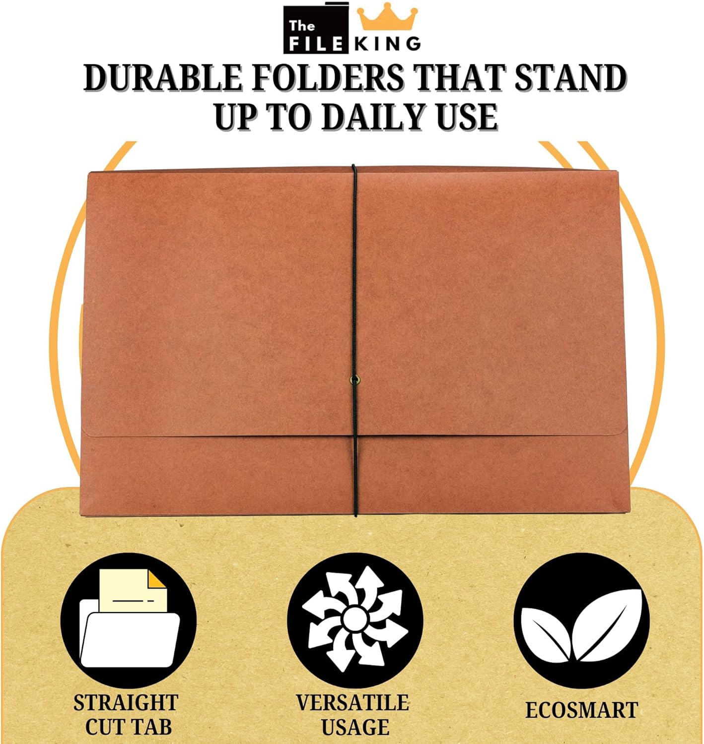 The File King Expanding File Wallet - Legal Size, 10 Redropes | USA Made | 3.5” Expandable File Folders | Redwell Folders Legal Size Wallets | Red Rope Expanding File Folder with Flap & Elastic Cord