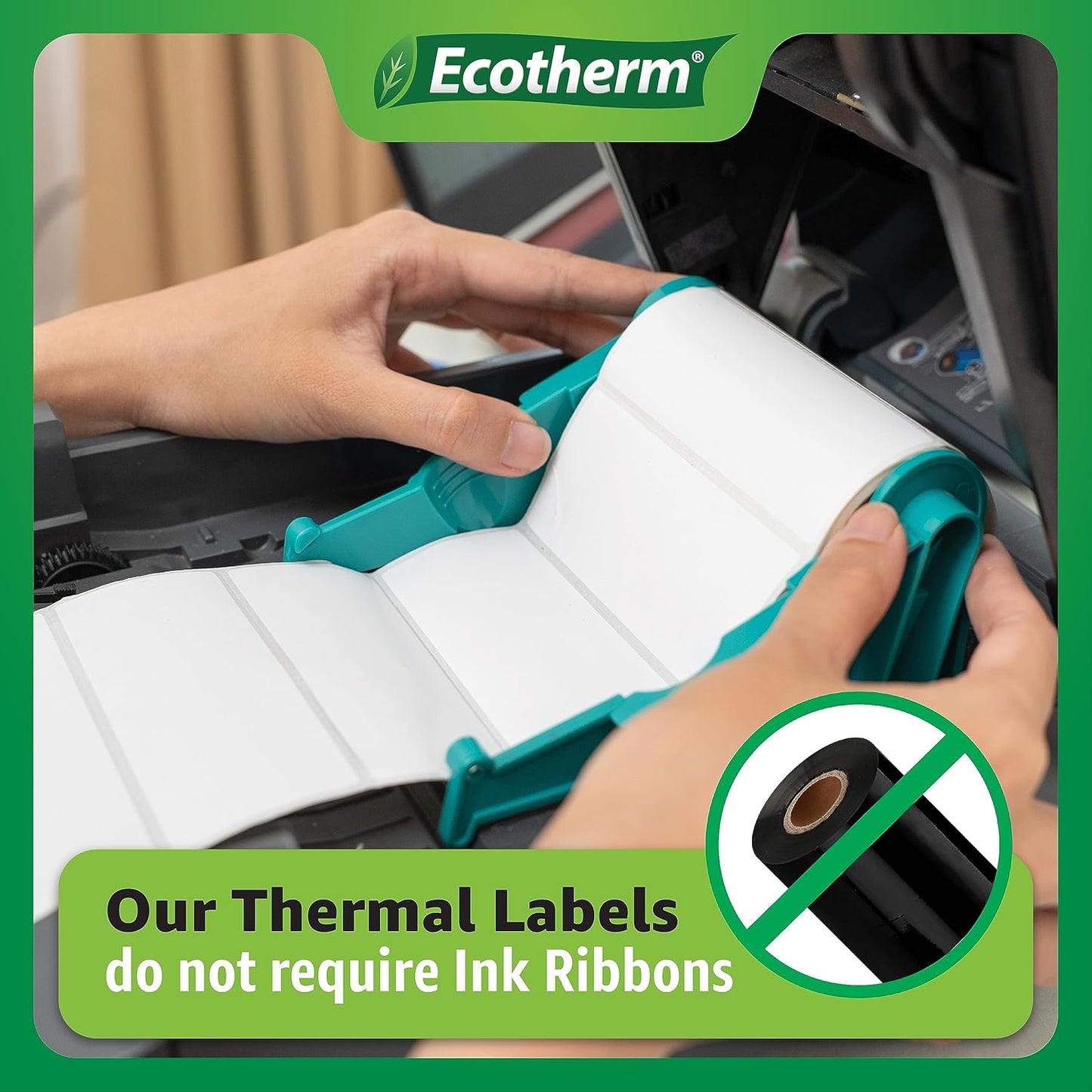 1.2" x .85" Thermal Labels | 4 Rolls | 8800 Labels | fits Zebra, Godex, Arkscan, iDPRT, Offnova Thermal Label Printers and More | Blank White Adhesive Stickers by Ecotherm